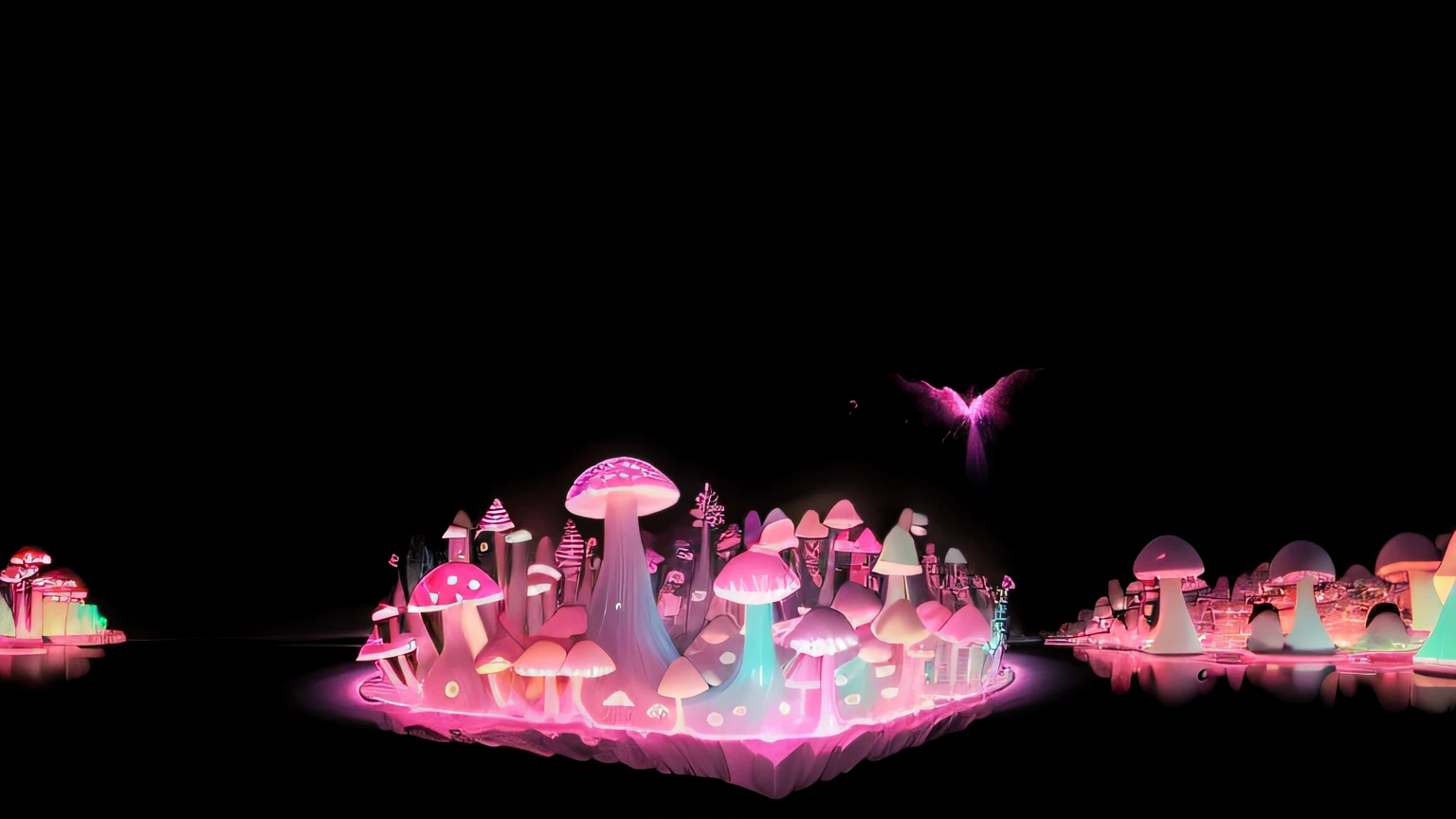 Neon dark pink mushroom. Neon Mushroom. Neve branca. neon light. Iceberg. Gelo. Neve. Ice. Iceberg. Mar negro. Mar. Oceano. Agua. Reflexo na agua.