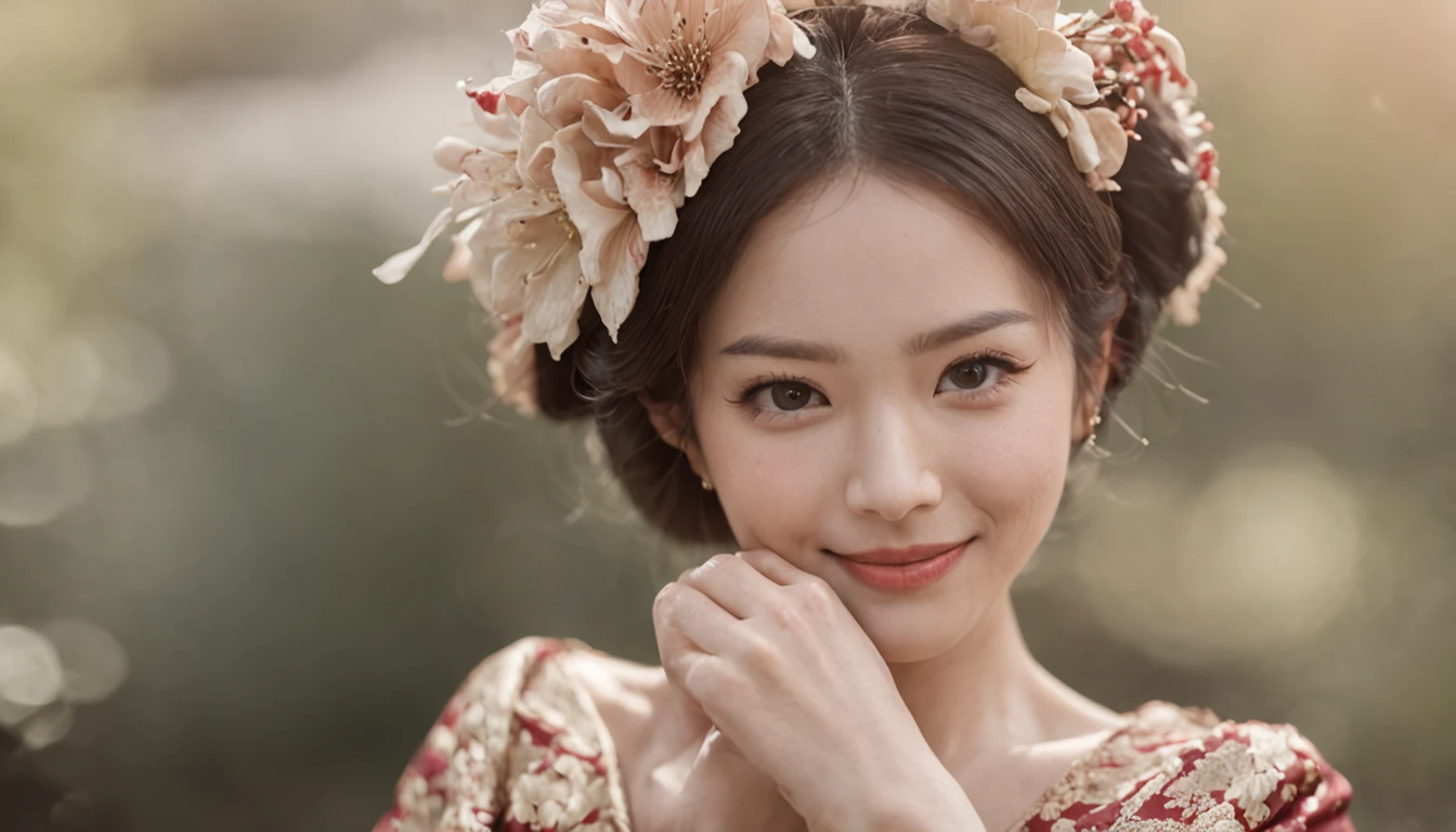 japanes、naturey、girl with、happiness、a smile、Friendly、warm、