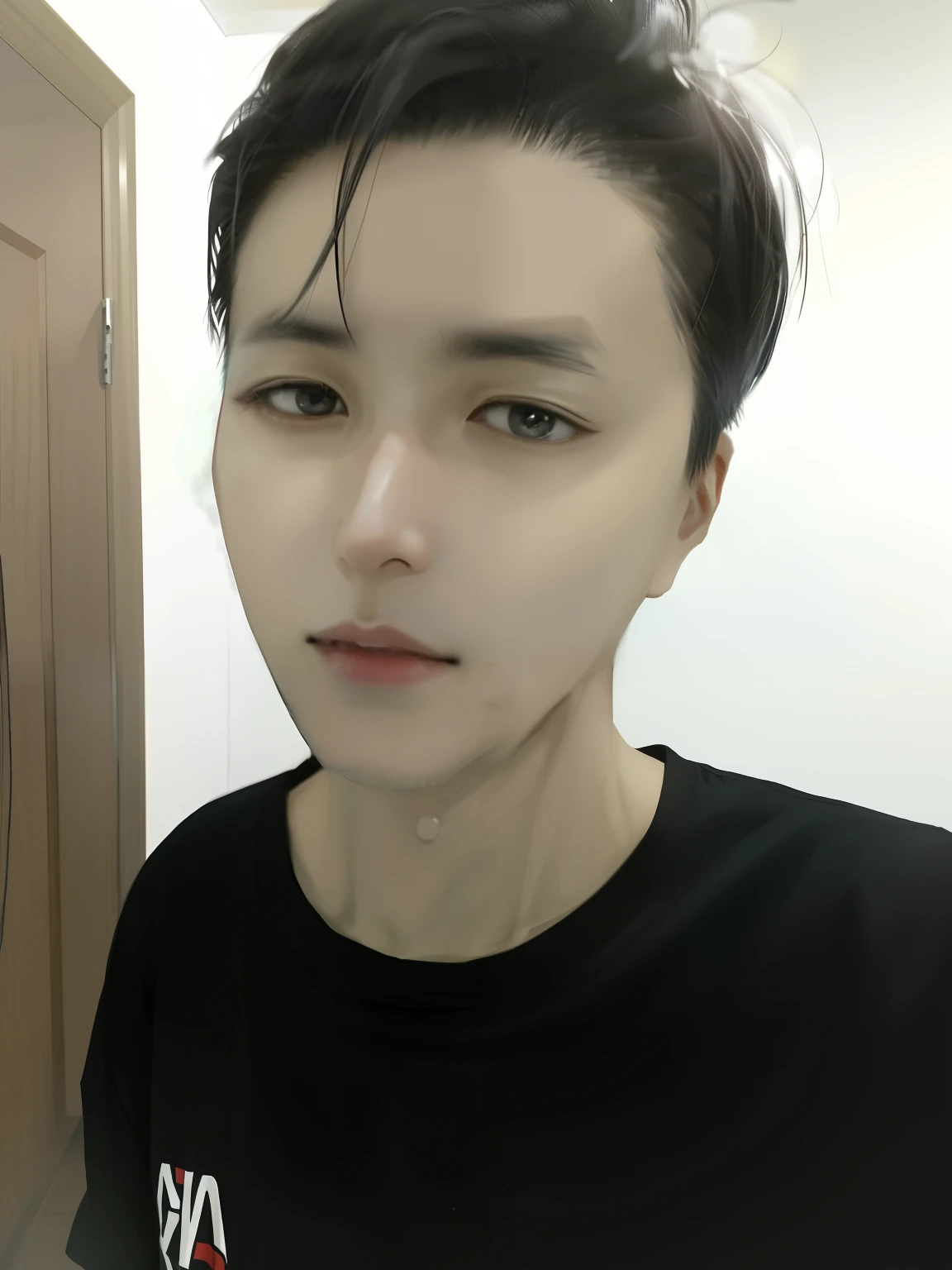 there is a man with a black shirt and a black shirt, wan adorable korean face, hong june hyung, 2 7 years old, yanjun cheng, 2 2 years old, 2 3 years old, xintong chen, 2 8 years old, clean shaven wide face, 21 years old, South Korean male, hyung tae, Clean shaved face size quadratic