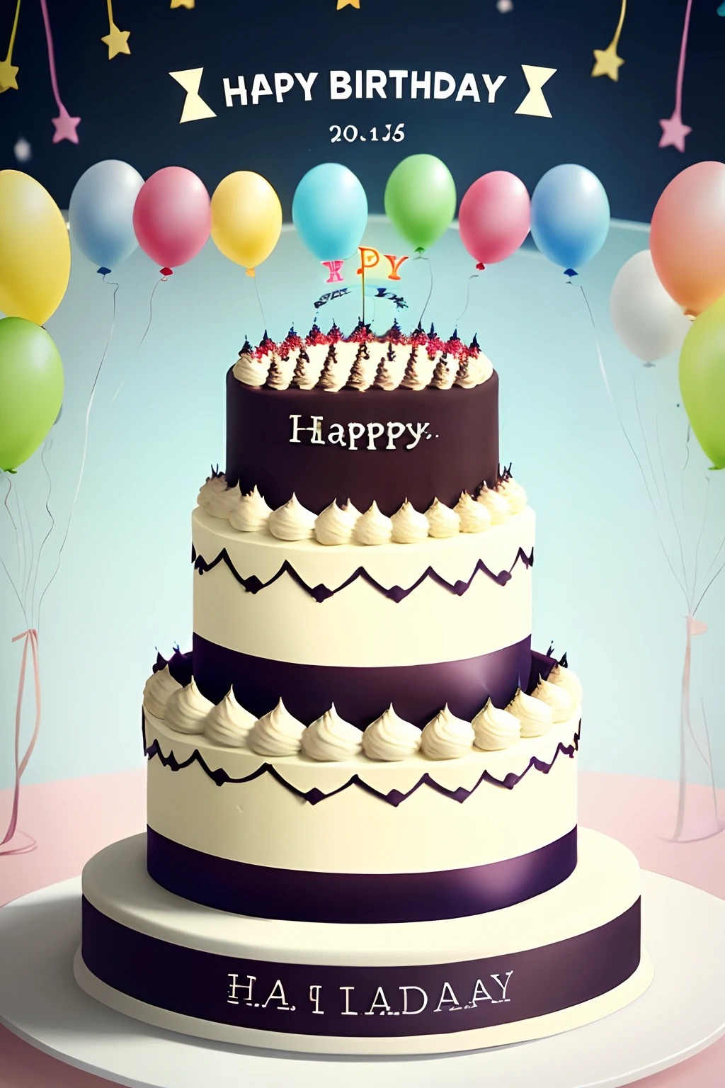 happy birthday、a cake、Congratulatory message、Background decoration only
