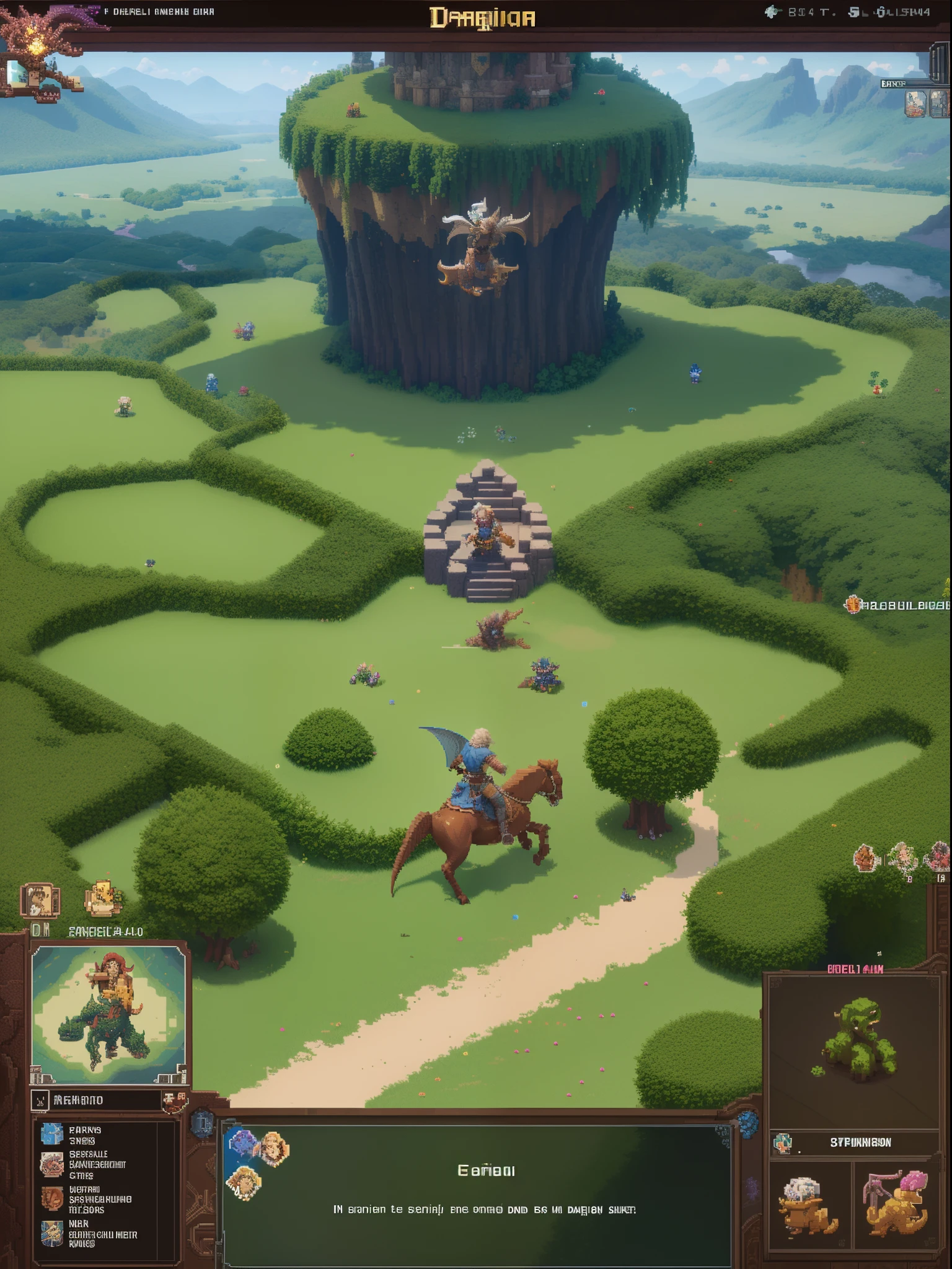 Horizontal pixel games,(Pixel art:1.4),Q version《dungeons and dragons》,monster character design,(A monster riding an earth dragon:1.4),((best qualtiy)),super-fine,8K,A detailed,acurate