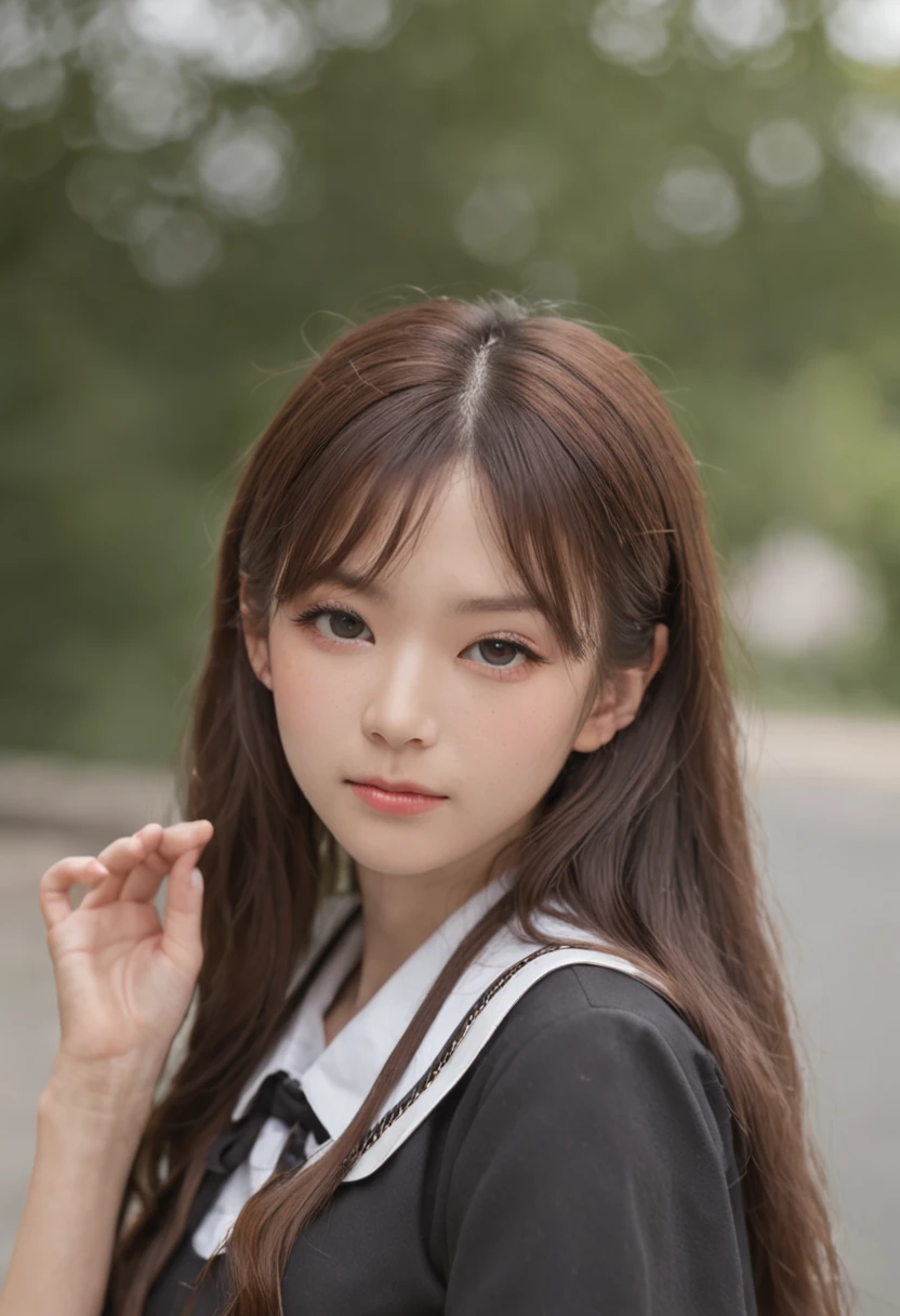 schoolgirls，Ultra-delicate face，二重まぶた，There are dimples，Prick a ball head，Home，The waist is thin and the legs are long，Wear a dress