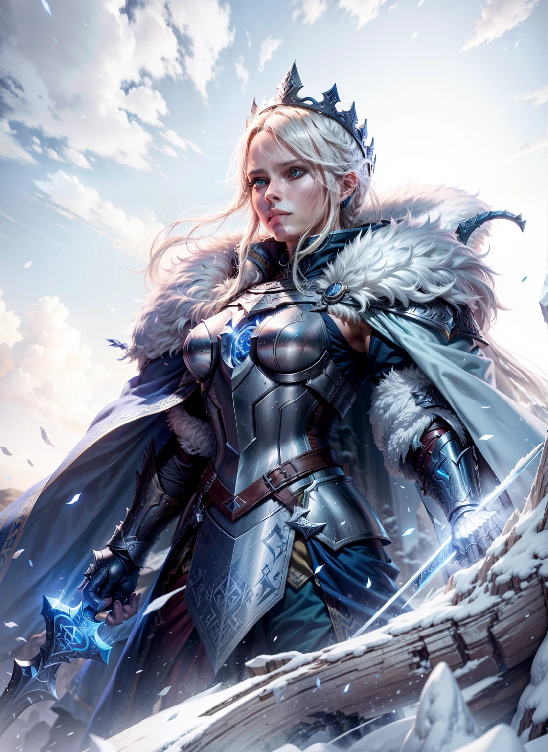 Asgard，Artoria Pendragon，Senhora Cavaleiro，Anatomia correta，epic fantasy digital art，tmasterpiece，8k，high-definition resolution，desenho detalhado，Qulidade Superior，, Epic composition,