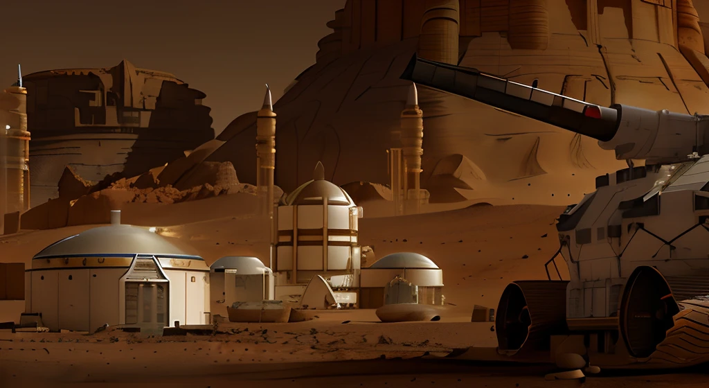 In the middle of the desert stands a large tank, Martian Base, Martian colony, Colony on Mars, Mars One Mission, Martian City, Mars City, Martian architecture, musk's mars migration program, Mars, On the surface of Mars, Abandoned on Mars, Astronauts and space colonies, Miner's outpost, Invasion of Mars 2 0 3 3 - 2 0 4 2