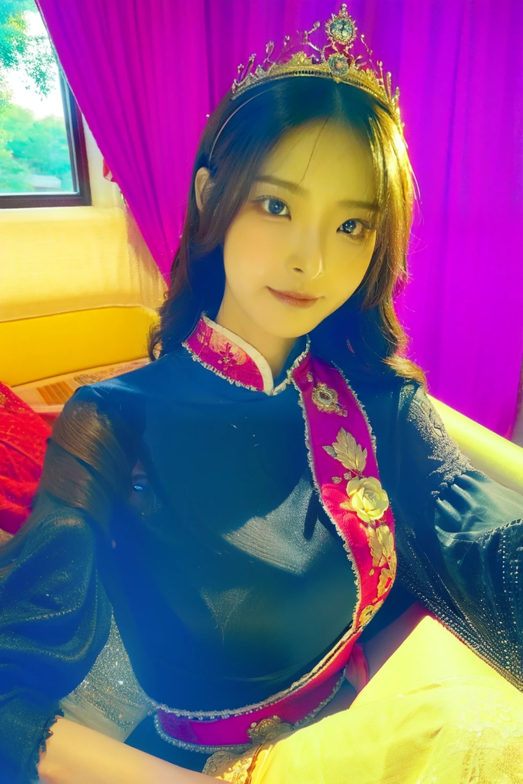 ((tmasterpiece)), (top-quality), (detaileds),4K 分辨率. 1 Girl's sharp focus、The blonde,Princess cut,odd eyes,Sister,diet,Long,Red rose,tiara crown,Black dress,curlies,small tit,small tits,Cool,Rose dress,embroidery,Oriental,A sexy,Sareme,sonoko,Sunida...