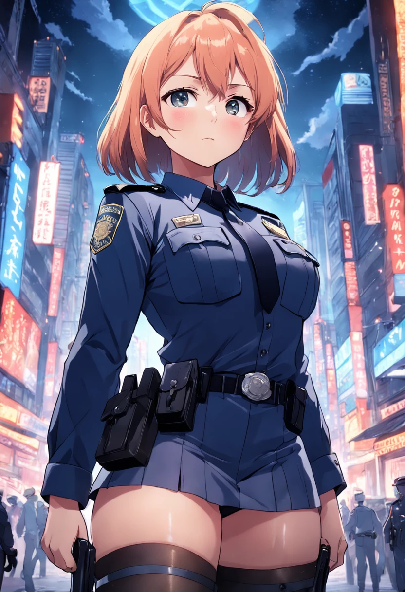 Policewoman with big breasts