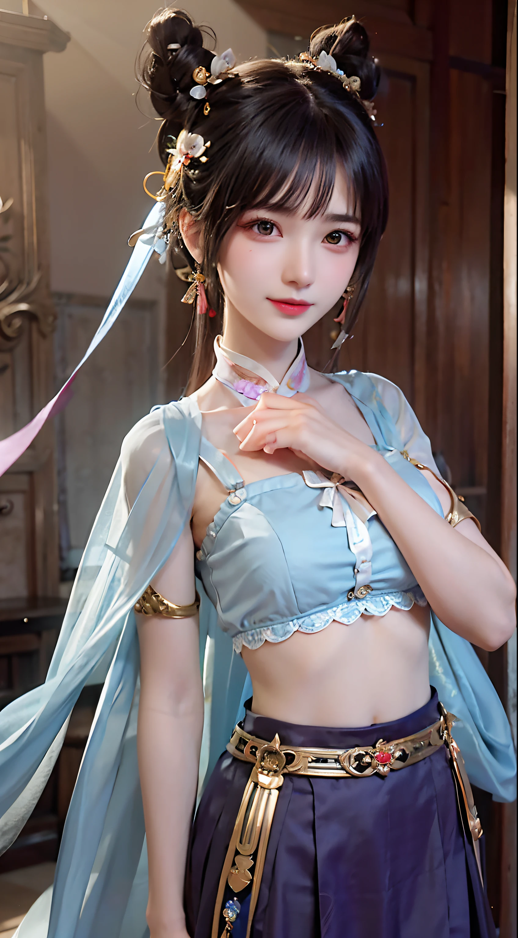 (((Super high quality、highest quality、photorealistic)))、intricate details、1 girl、、very cute face、(((very small breasts、flat chest)))、exposing nipples、