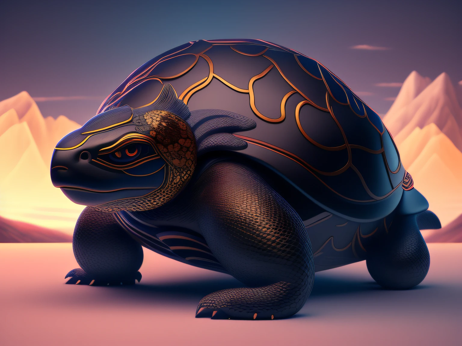 tmasterpiece,CG animation in 8K resolution,absurd res,Inspired by the Classic of Mountains and Seas,Chinese mythology and stories,mythological creatures,The black turtle has the head of a bird and the tail of a snake