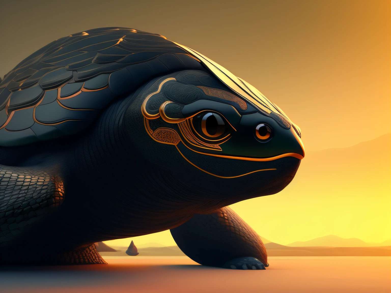 tmasterpiece,CG animation in 8K resolution,absurd res,Inspired by the Classic of Mountains and Seas,Chinese mythology and stories,mythological creatures,The black turtle has the head of a bird and the tail of a snake