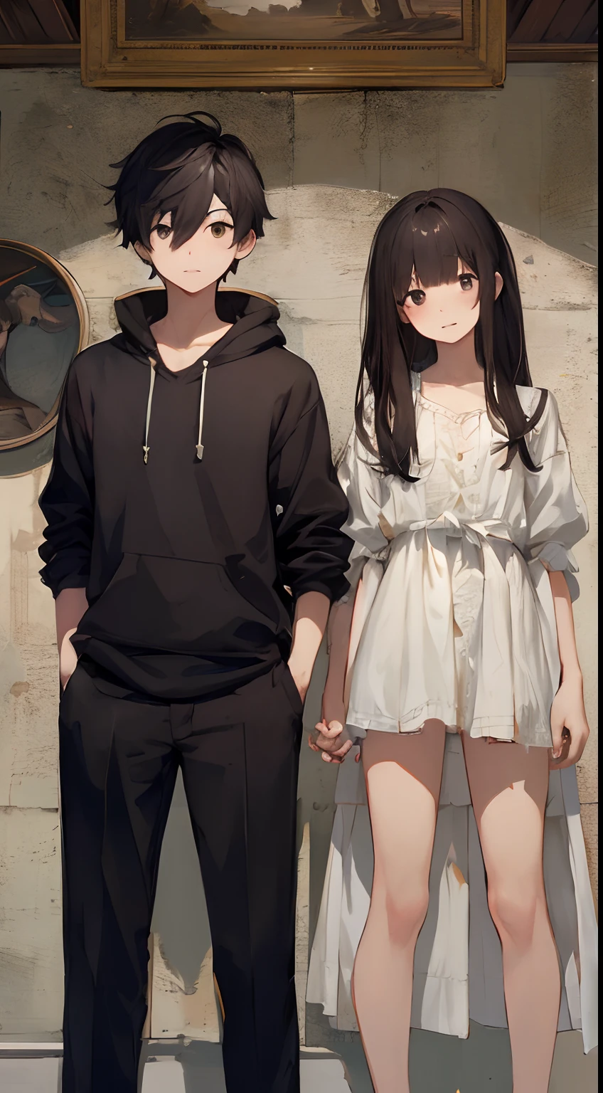 (​masterpiece、top-quality、hightquality)、2male、Two Boys、Friends、Game Character Pose、Whole body、Two people side by side、concept-art、combi