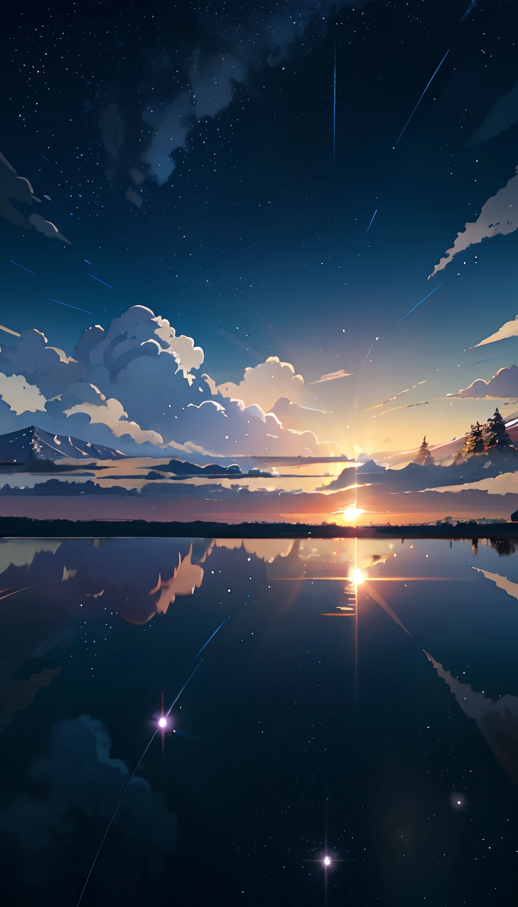 A ray of hope on the surface of the water、Sunset