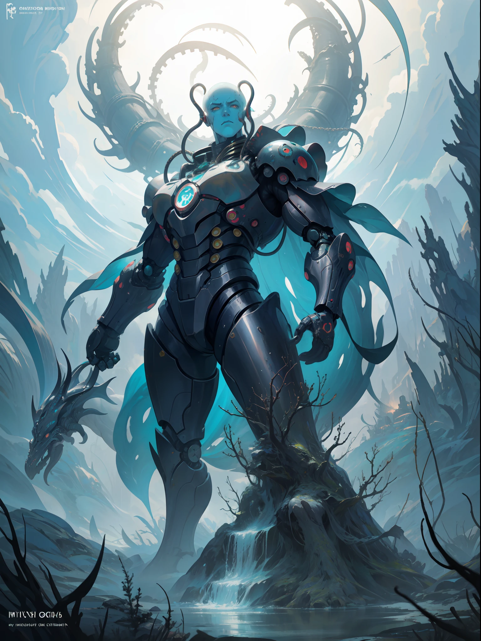 Cthulhu,Monster,tentaculata，mecha, A polluted underwater world，Gloomy picture，Nuclear contamination，（Face:1.35）sarcoma,
