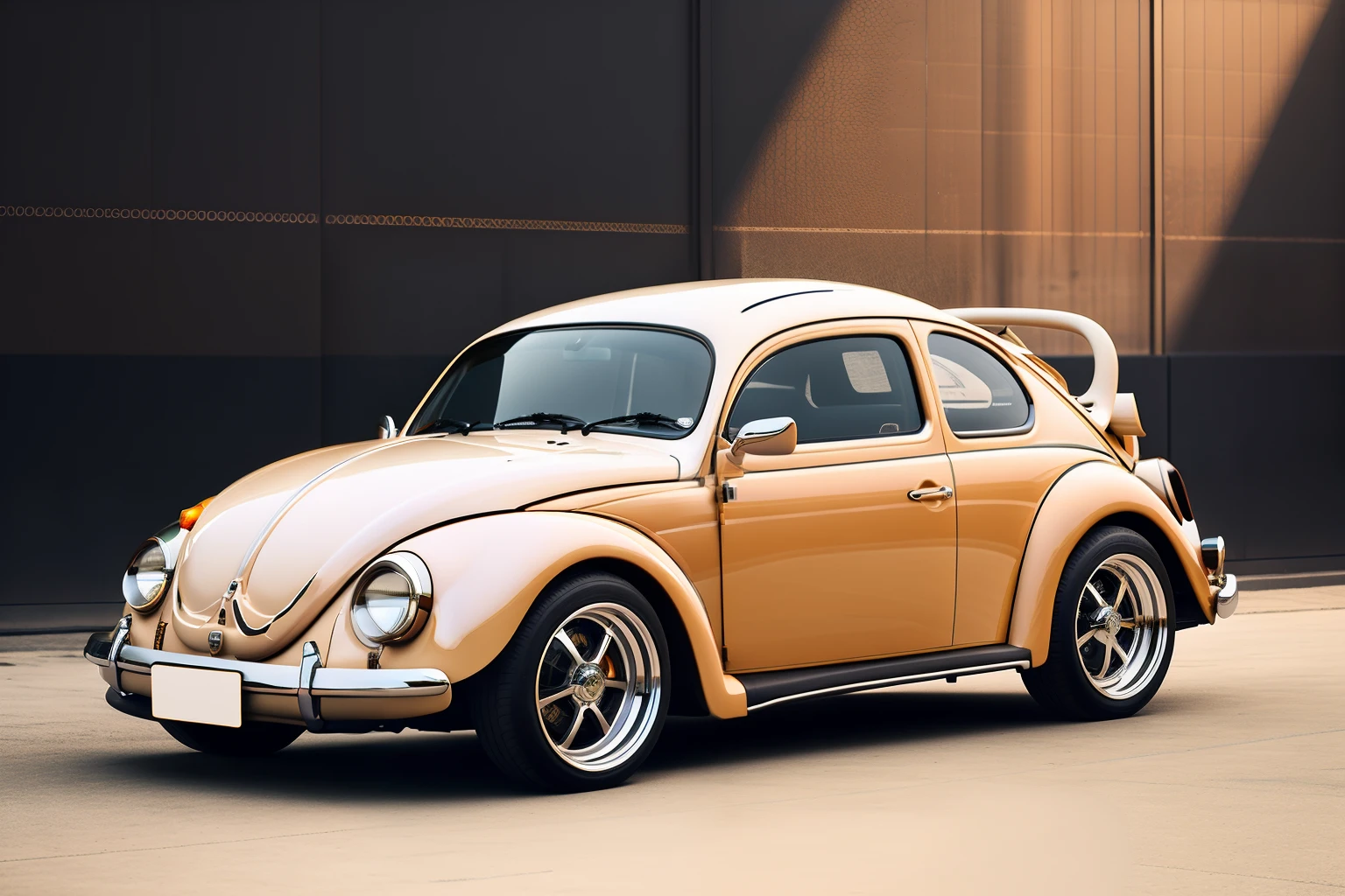 (nvinkpunk:1.0) (snthwve style:0.8) VAL1 Volkswagen beetle VAL2, lightwave, afternoon, intricate, highly detailed