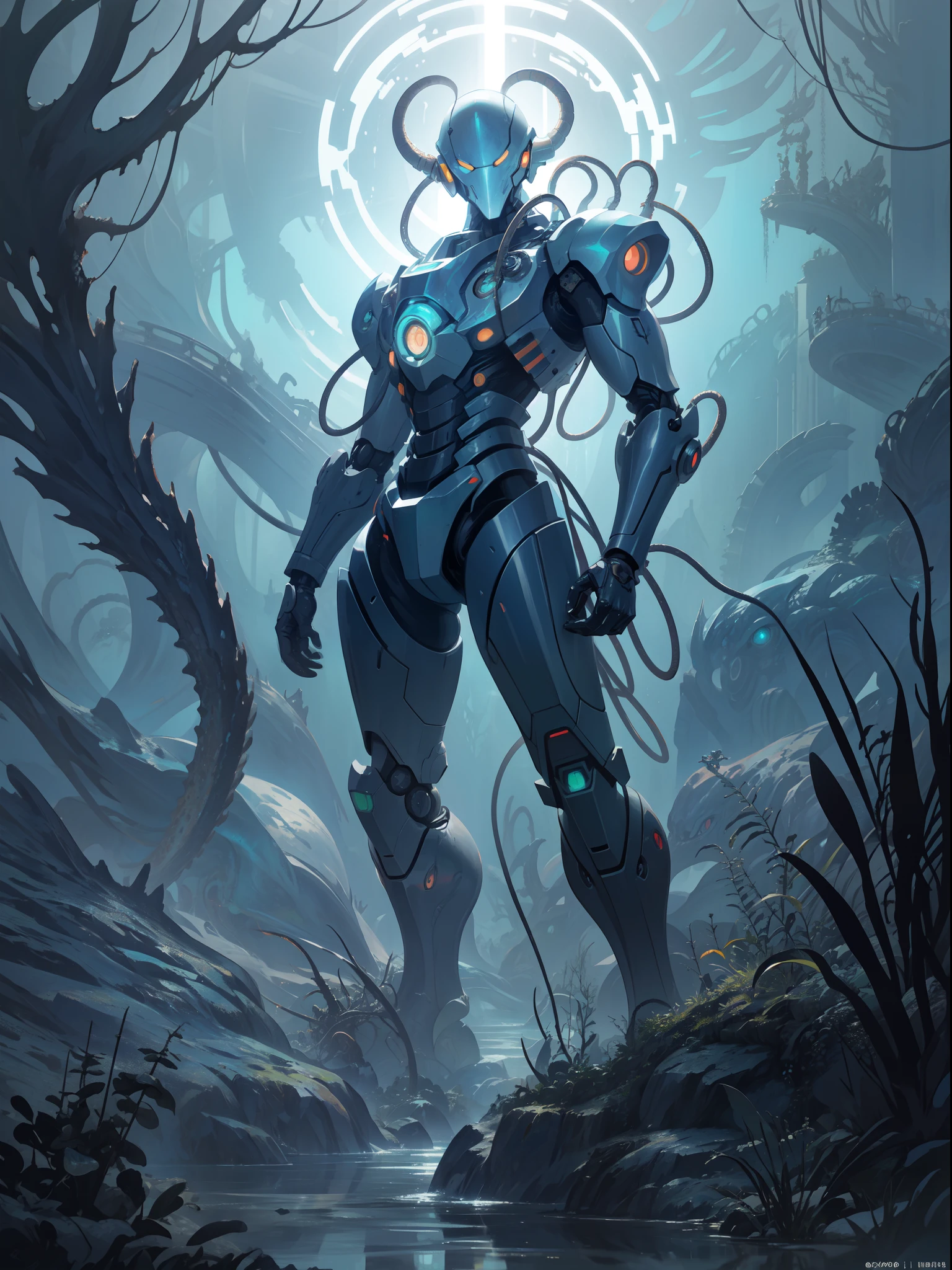 mecha, Cthulhu,Monster,tentaculata，A polluted underwater world，Gloomy picture，Nuclear contamination，（Face:1.35）sarcoma,