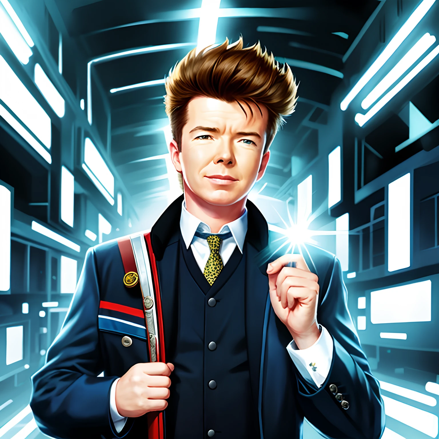 rick astley in anime style, sen no kiseki style