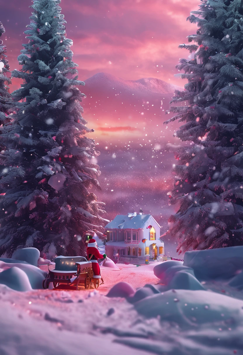 Christmas atmosphere,snow field,santa,each,Welcoming,gifts,Happy and happy