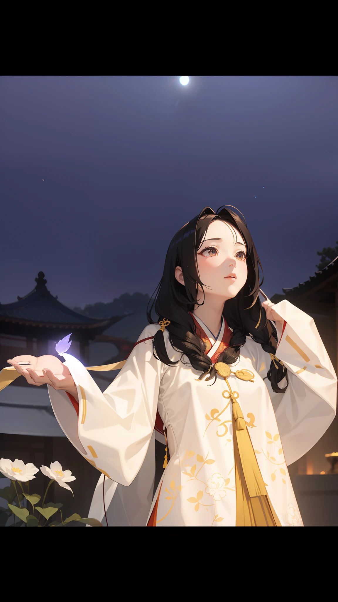 1girl, (hanfu), glowing, sidelighting, wallpaper,