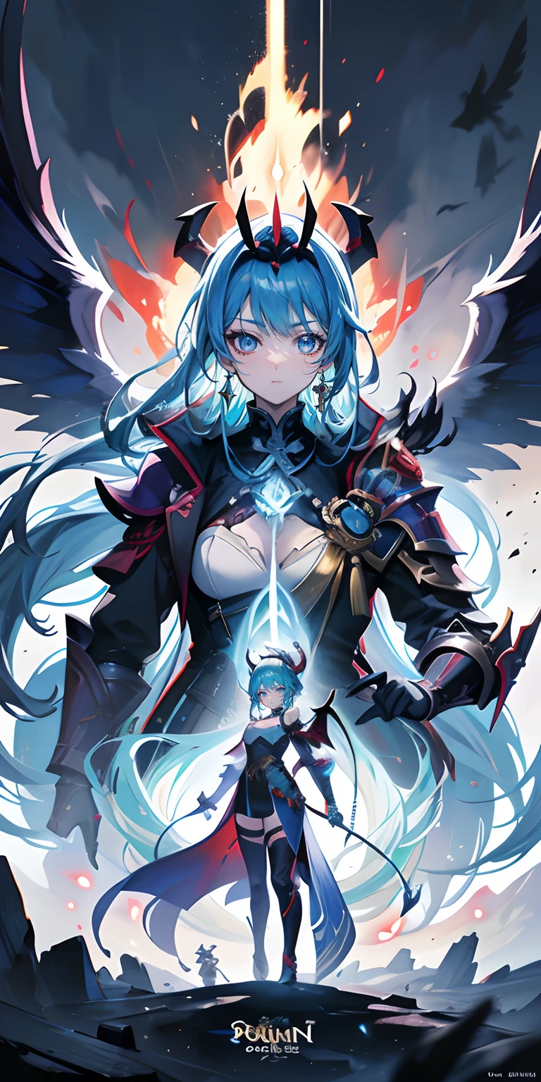 Anime figure，Dark villain，Beauty side face，Long hair flying，（golden headdress），Two teenage girls back to back，（Simple helmet）Spark ashes burn，The samurai held a sword, Wear contrasting armor, The full picture of the witch and witch skeleton,（standing full-body），（（Faraway view）），（HD8K），ultra-wide-angle，The background is gorgeous，the original god, demon anime girl, Angel anime girl，fantasy paladin man, Dragon Knight,Spread your black feathered wings，Mobile Genshin Influence, Anime 8 k, Anime fantasy illustration, Genshin Impact, Tough and cold character, Detailed key anime art, Ayaka Genshin impact, onmyoji portrait，Close-up of shooting random weapons, Comic book epic artwork, Epic fantasy digital art style,Epic fantasy art style, 8K high quality detailed art, Epic fantasy art style HD, Faraway view，Behind him，It is a golden glowing magic array。，Purify the flame，HD anime visuals，full portrait of magical knight，