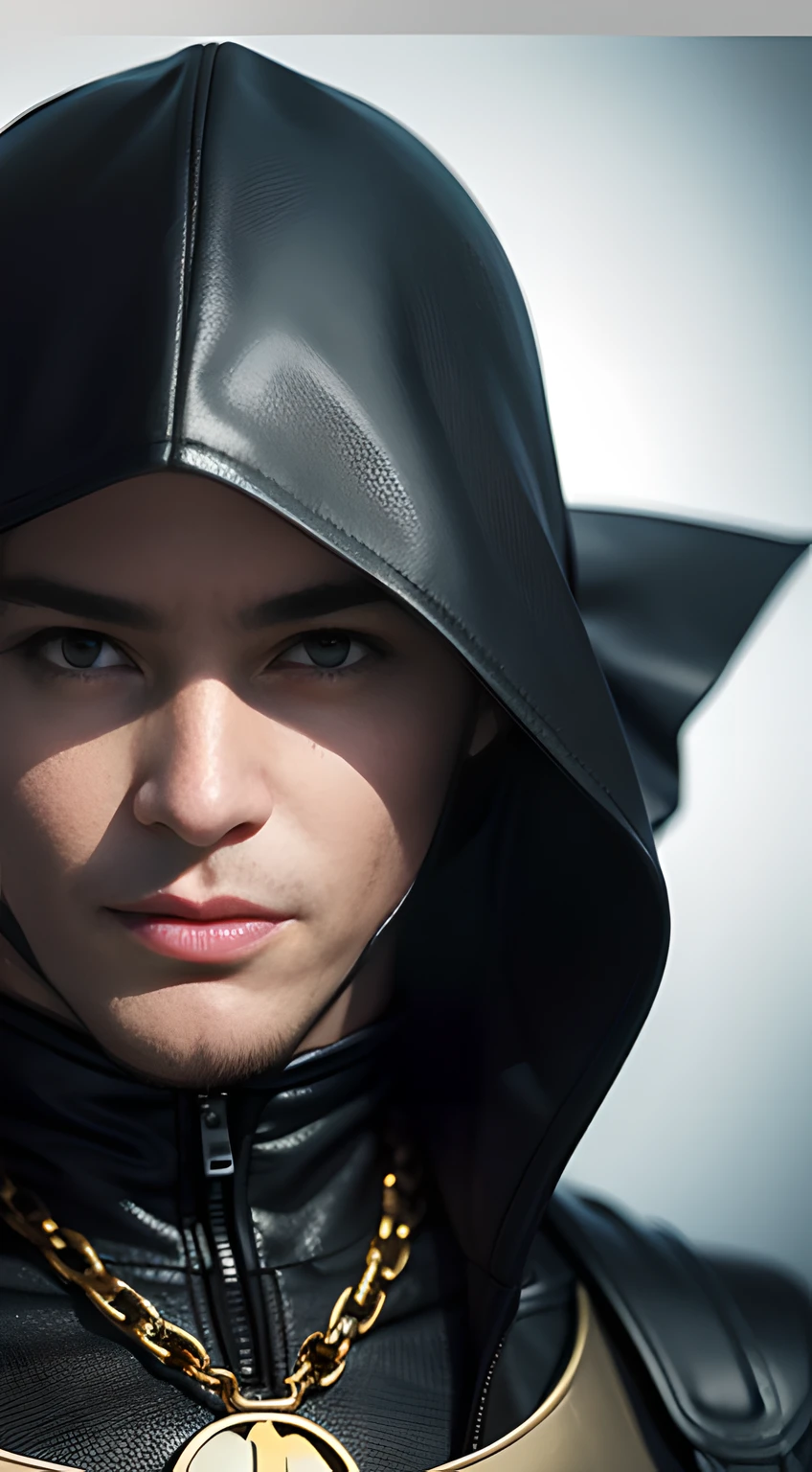 ((Men only)), (head shot), (face only), (), (handsome muscular man in his 20s), (batman), (Batman's appearance is characterized by a cowl, cape, and suit, adorned with a gold distinctive bat emblem, exuding an aura of dark vigilance and mystery), (Johnny Edlind), (Mischievous smile), (detaile: 1 in 1), Natural muscles, HIG quality, beautidful eyes, (Detailed face and eyes), (Face、: 1 / 2), Noise, Real Photographics、... .................................................................................................................PSD, Sharp Focus, High resolution 8K, realisitic & Professional Photography, 8K UHD, Soft lighting, High quality, Film grain, FujifilmXT3