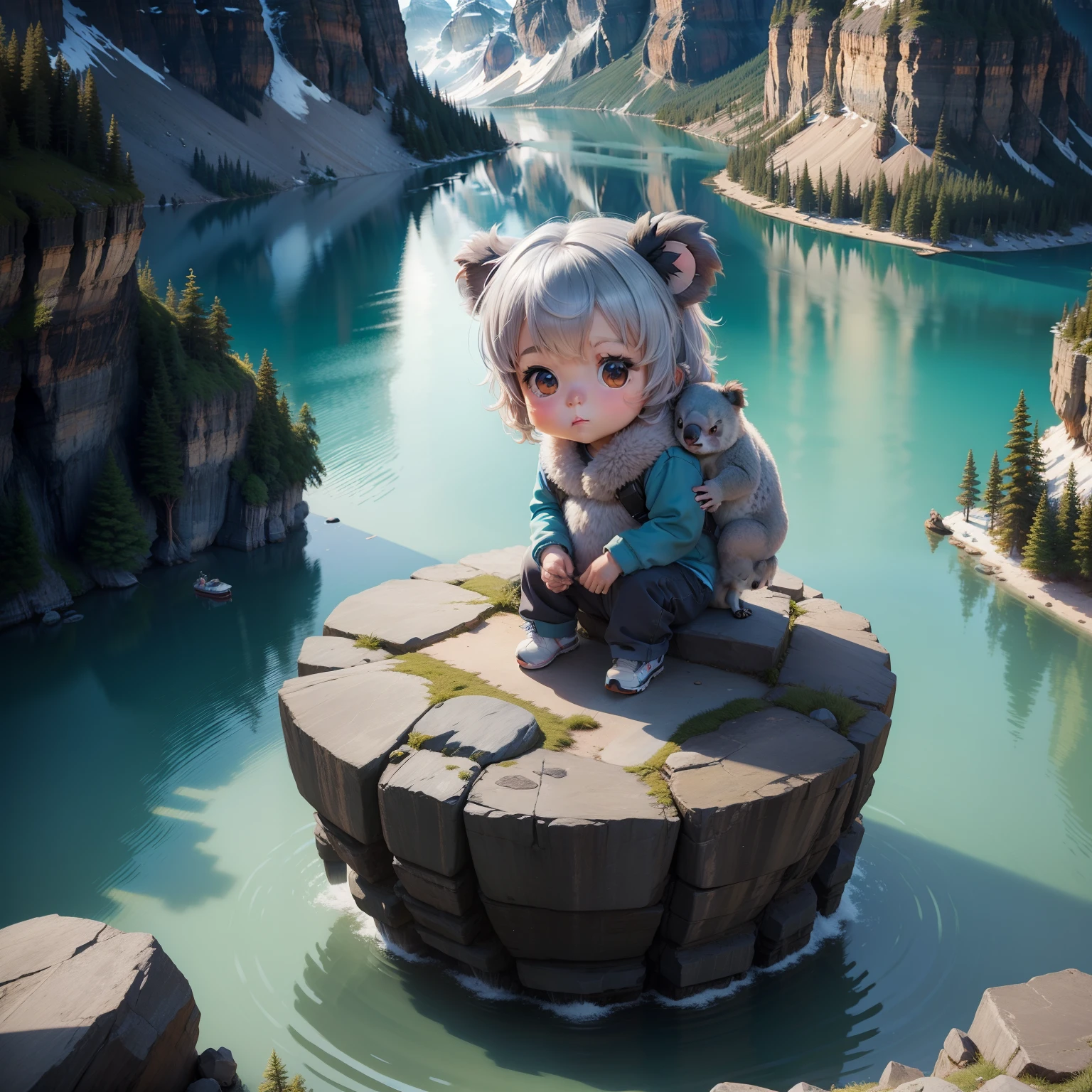 Cute Baby Chibi Anime,koala,Moraine Lake