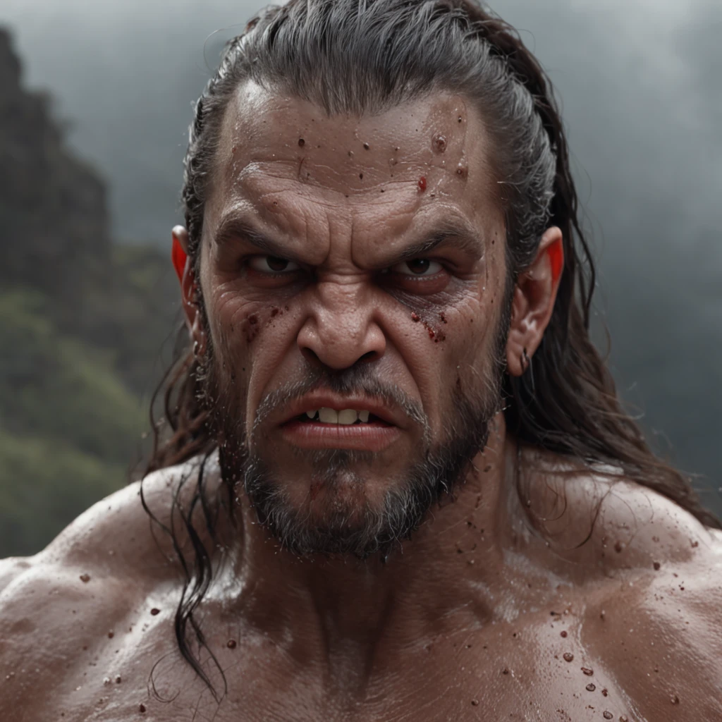 (Professional 3D rendering:1.3) de (Realistic:1.3) foto de arte mais bonita do mundo,Gross characteristics, jaguarhomem masculino, ((epic rough fantasy jaguar strong man, jaguar man look angry long hair and fierce expression in dynamic pose, peludo, werejaguar, fantastic location, majestoso ambiente desordenado)), corpo inteiro 8k unidade render, action shot, poros da pele, very dark lighting, sombreamento pesado, circunstanciado, rosto detalhado, (Vibrando, Fotografia realista, Realistic, Dramatic, Escuro, foco nítido, 8k), (Roupas de couro velhas danificadas pelo mau tempo:1.4), ((((Use peles)))), (intrincado:1.4), decadente, (altamente detalhado:1.4), Pintura digital, rendering by octane, art stations, conceito-arte, liso, foco nítido, illustration, germe da arte, (Loish:0.23), Wlop Ilya Kuvshinov, e greg rutkowski e alphonse mucha gracias, (global ilumination, luz da lua, light volumetric), chuva forte, floating particles, patife, fantasia, Nosso, Corpo inteiroesbiano, ((Fundo escuro e antigo da cidade:1.3)),CGSesociedade,art stations