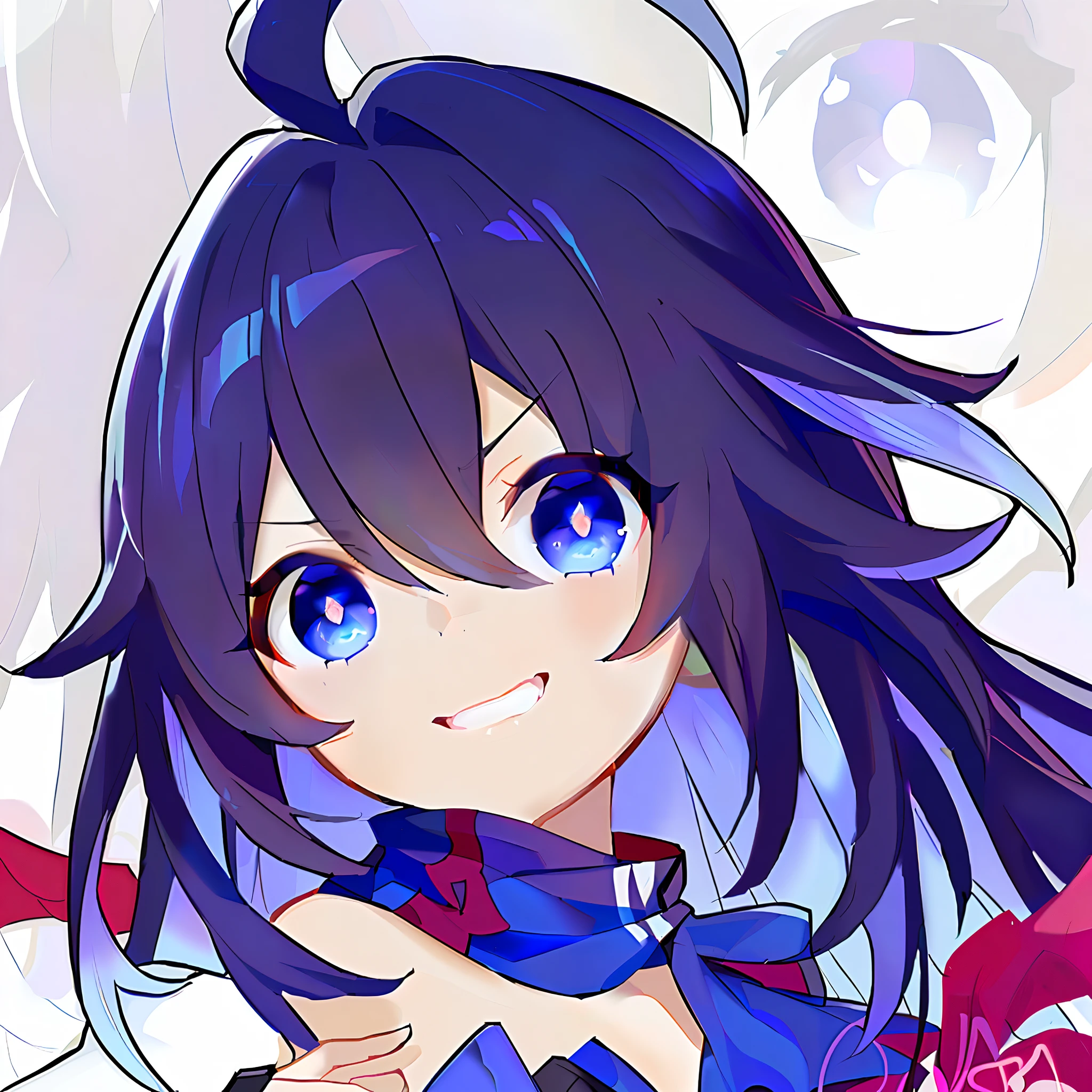 Anime girl with blue eyes and purple hair in blue dress, attractive matoi ryuko, ryuko matoi, anime moe art style, style of anime4 K, zerochan art, shikishi, anime big breast! 4K, anime big breast! 4 k'', anime art style, 8K!!, mika kurai demon, hana yata, gapmoe yandere