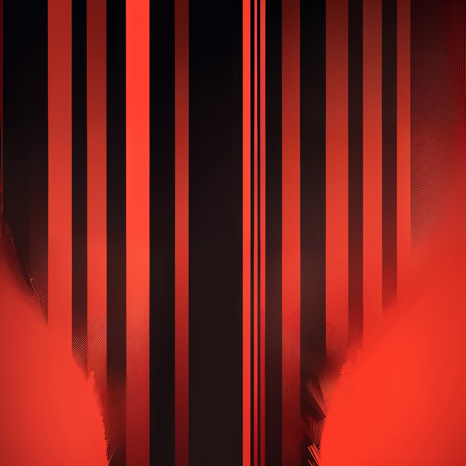 Poster design，Red background,Multiple black horizontal stripes of varying thickness,The stripes have a brush texture。