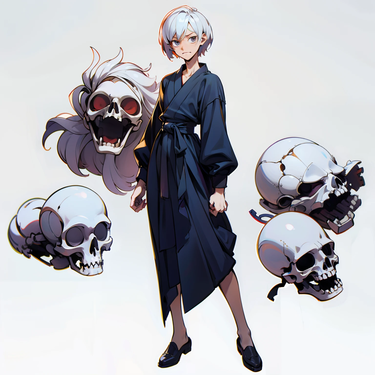masutepiece, Best Quality, Full body shot, No background, White background, Hand of Death, male