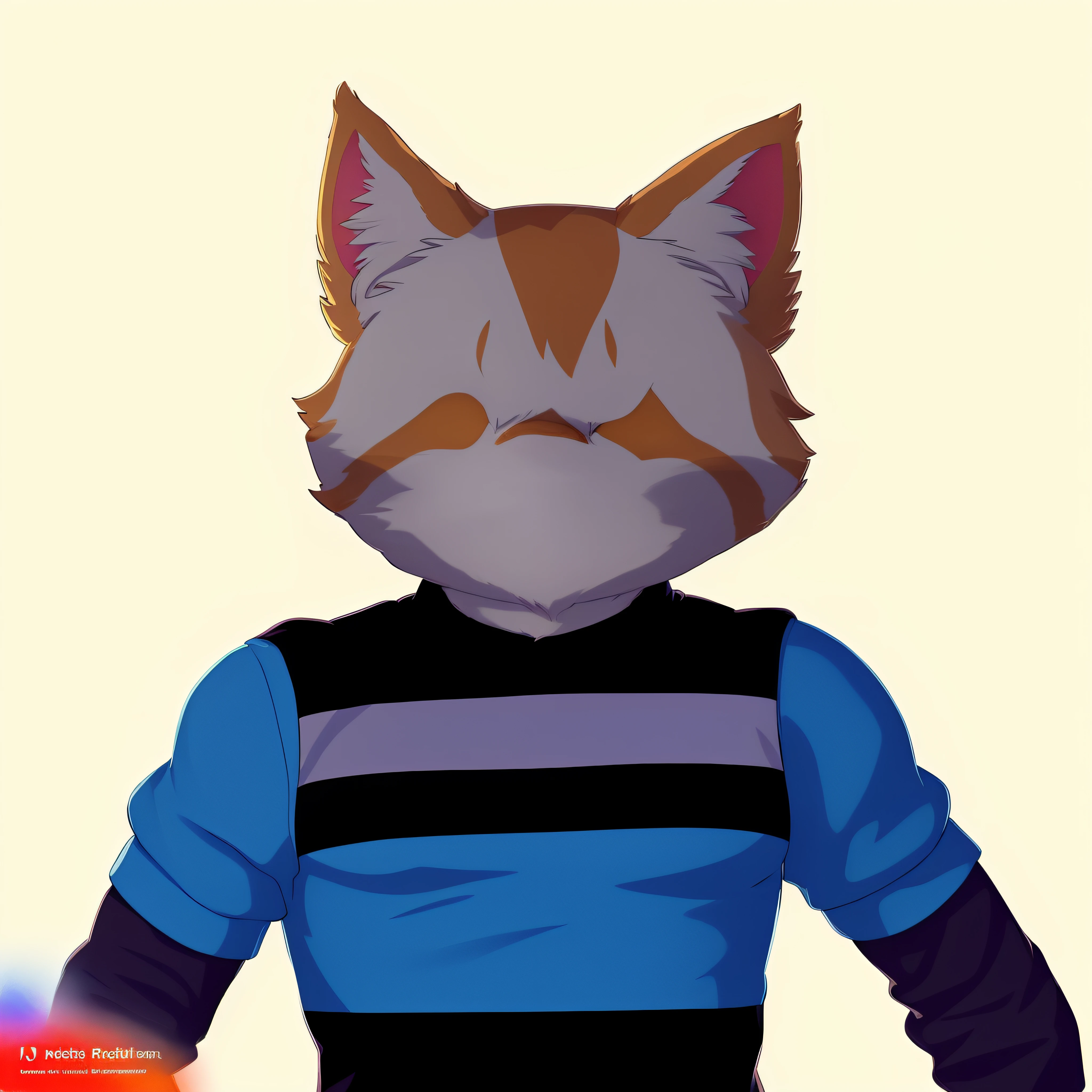 There is a cat that is wearing a blue shirt and a black and white shirt, Retrato de personagem peludo, Retrato de uma raposa antro, personagem peludo, generic furry style, uma raposa antro, Retrato de antro, fursona furry art commission, fursona peludo, sem linha, Arte peluda!!!, arte digital peluda, arte fursona, furafinidade peluda