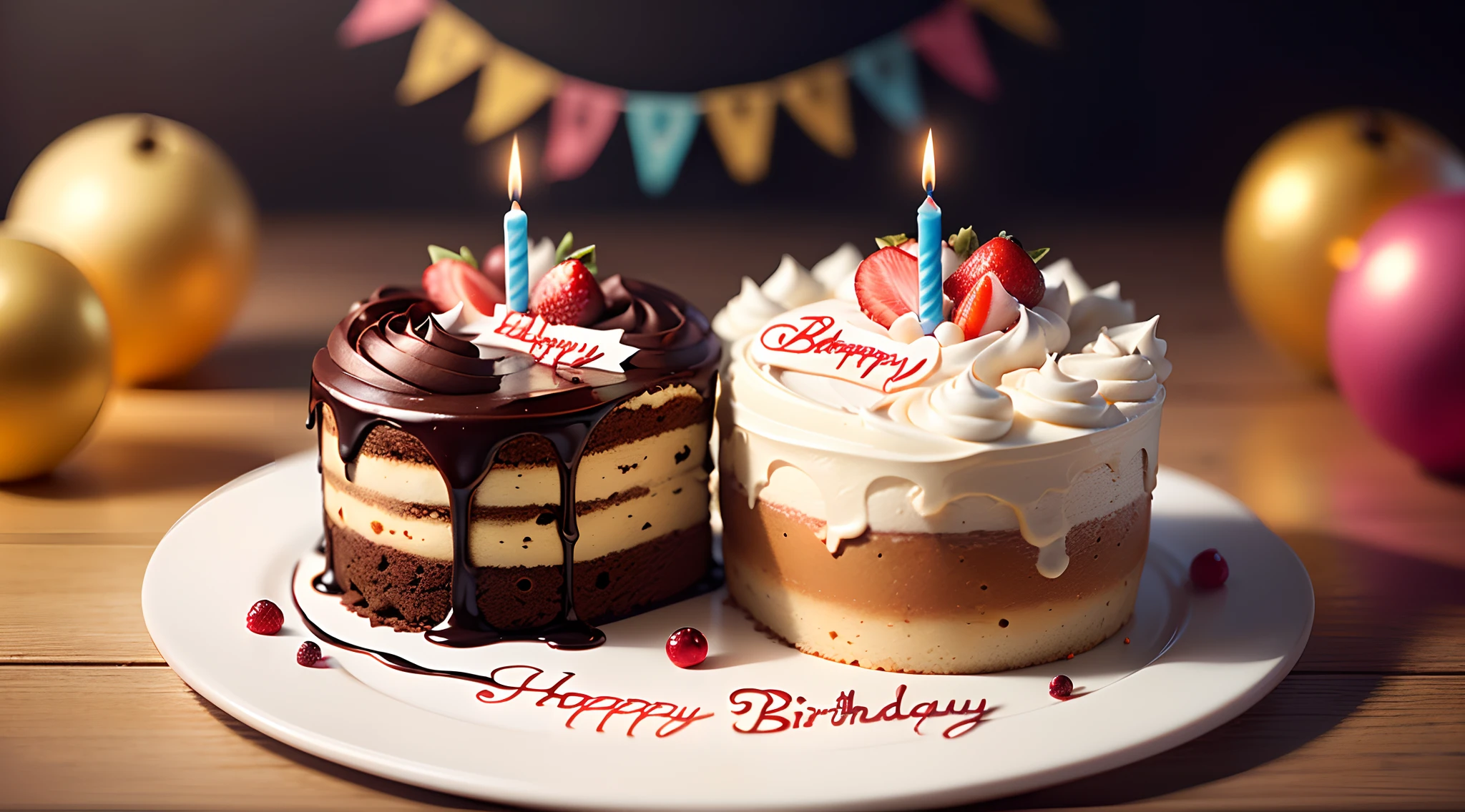 happy birthday、Congratulatory message on the cake、Ornament on background