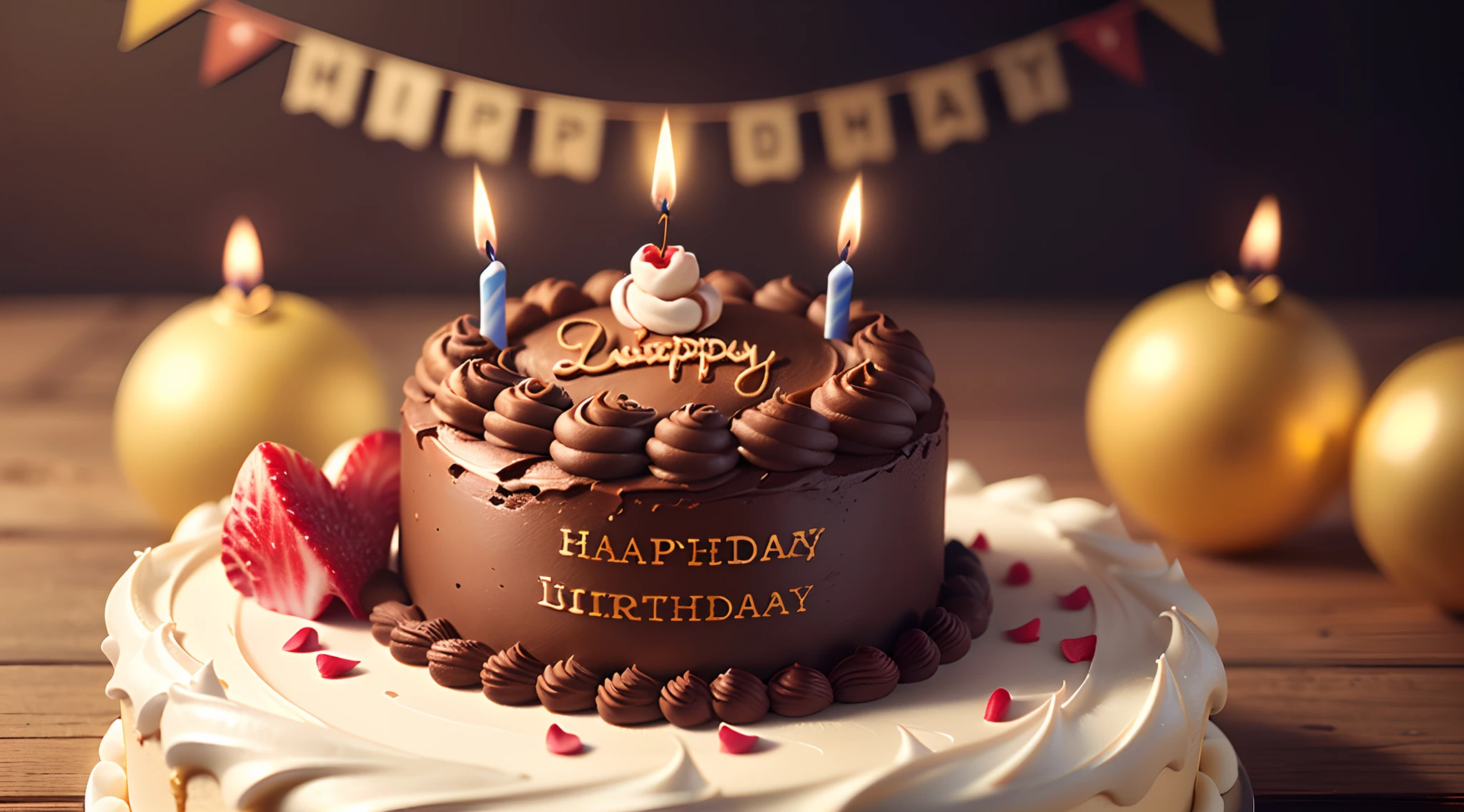 happy birthday、Congratulatory message on the cake、Ornament on background