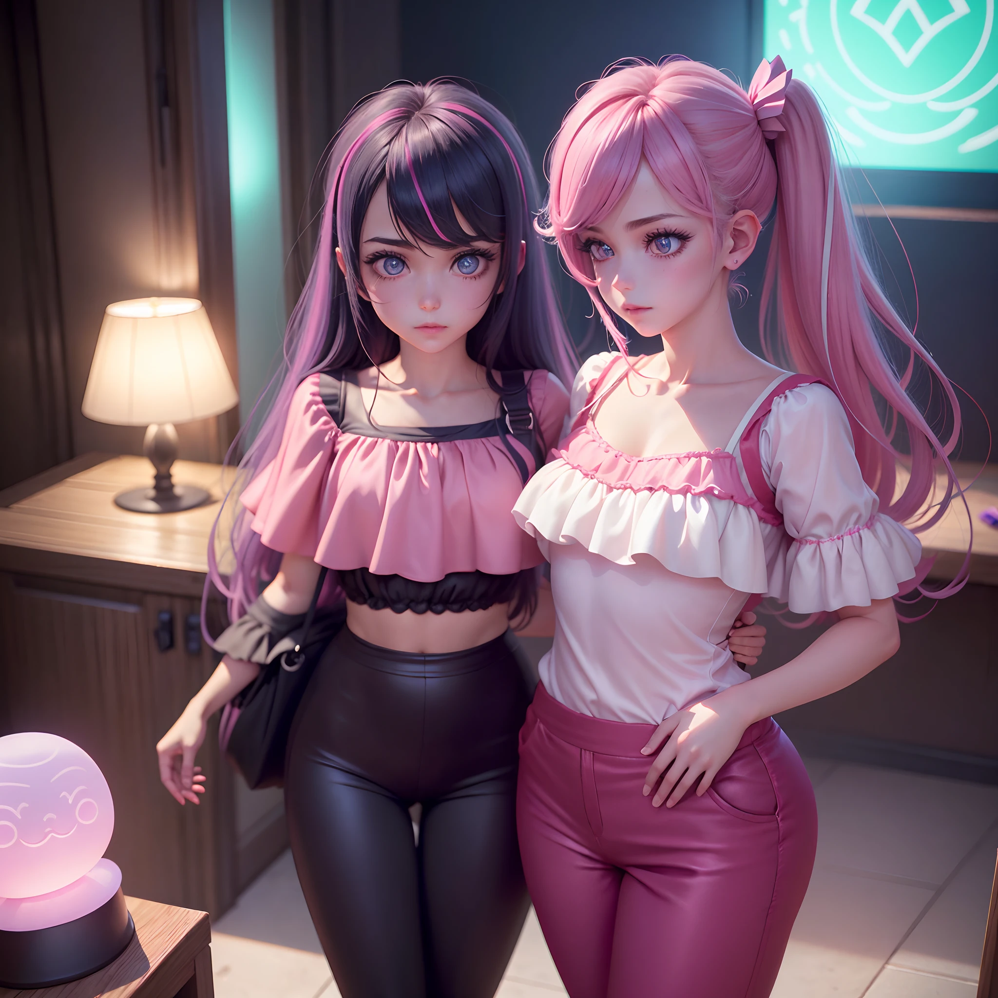  anime girl wearing pink wet clothes,