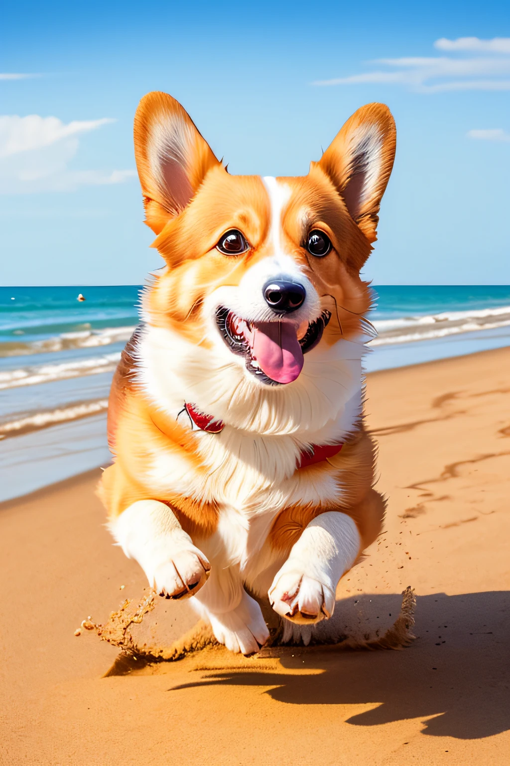 happy dog、4K HD resolution、high quality picture、award winning image、National Geographic photo with grainy background、award winning image、award winning image、hyper realisitic、hight resolution、A highly detailed、award winning image、A highly detailed、 Corgi in action、short-legged、Joyful、Fun、frisbee