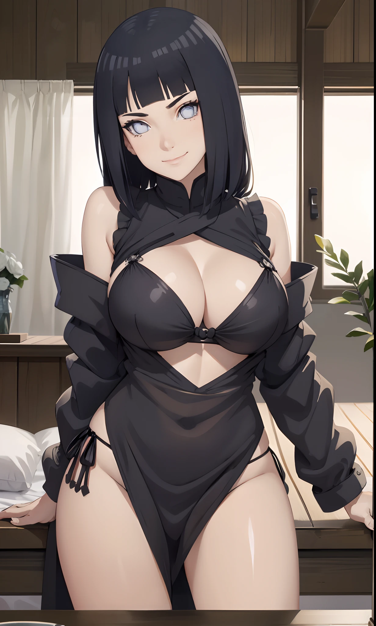 , best quality, Pov, erotik,Meisterwerk, (bikini), Seductive face, gute Beleuchtung, Ausschnitt, Kleine Details, Meisterwerk, Leuchtende Augen, 1girls, schwarzes Haar, im Gesicht, Nezuko Kamado, Glyzinien-Hintergrund, Meisterwerk, best quality, Pov, erotik,big boobs,Breasts show,Breasts pressed together,cute smile,