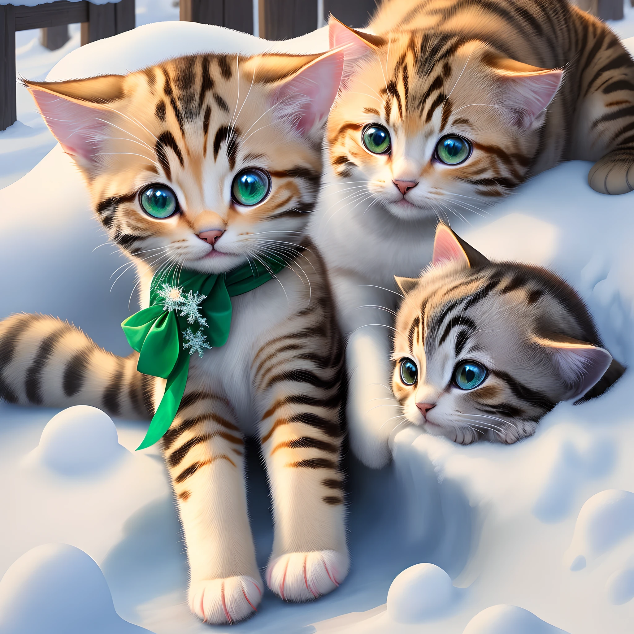 There is a lively and cute kitten。It wears snow-white clothes,Pointy ears,The eyes are shining like two emeralds,The tail is long,Amazing。