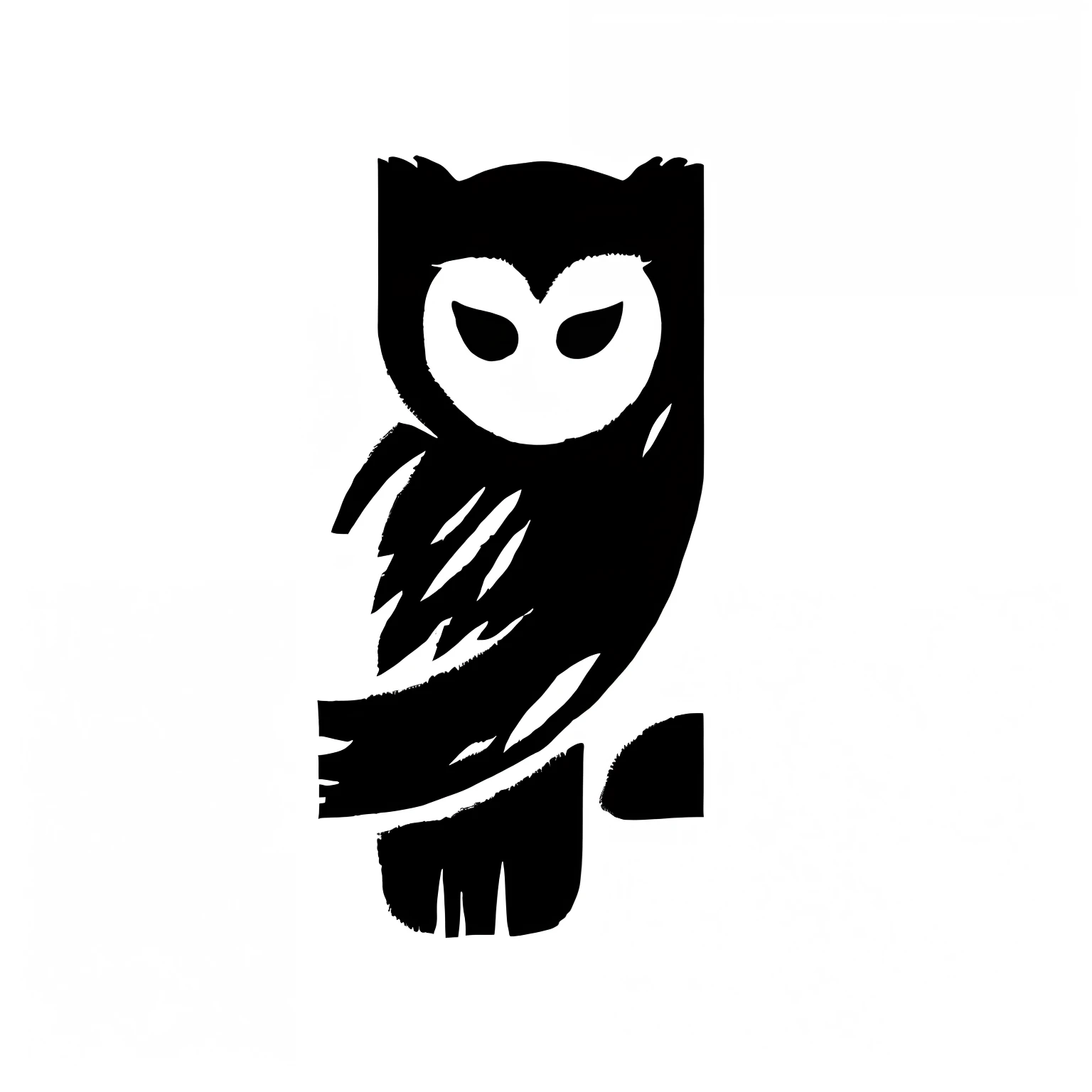 um close up de uma coruja preta e branca em um fundo branco, owl studio, mocho, coruja vestindo jaqueta preta de motociclista, uma coruja, alien owl, barn owl symbol in chest, owl studio and j.Dickenson, urso-coruja, 🦑 design, mistura entre um! Coruja e lobo, Nite - Coruja, perfect dash without pixelation