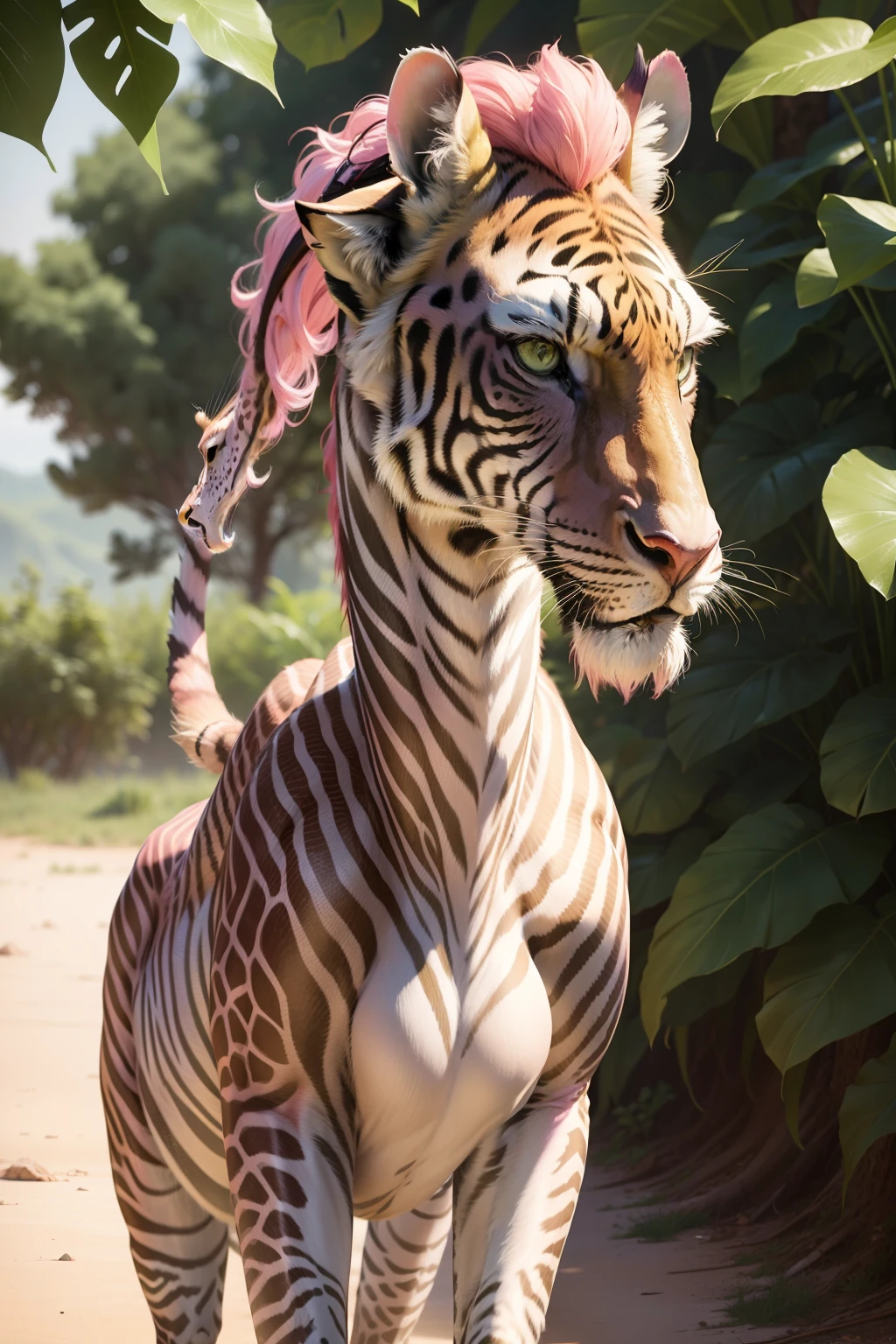 pink giraff green tiger