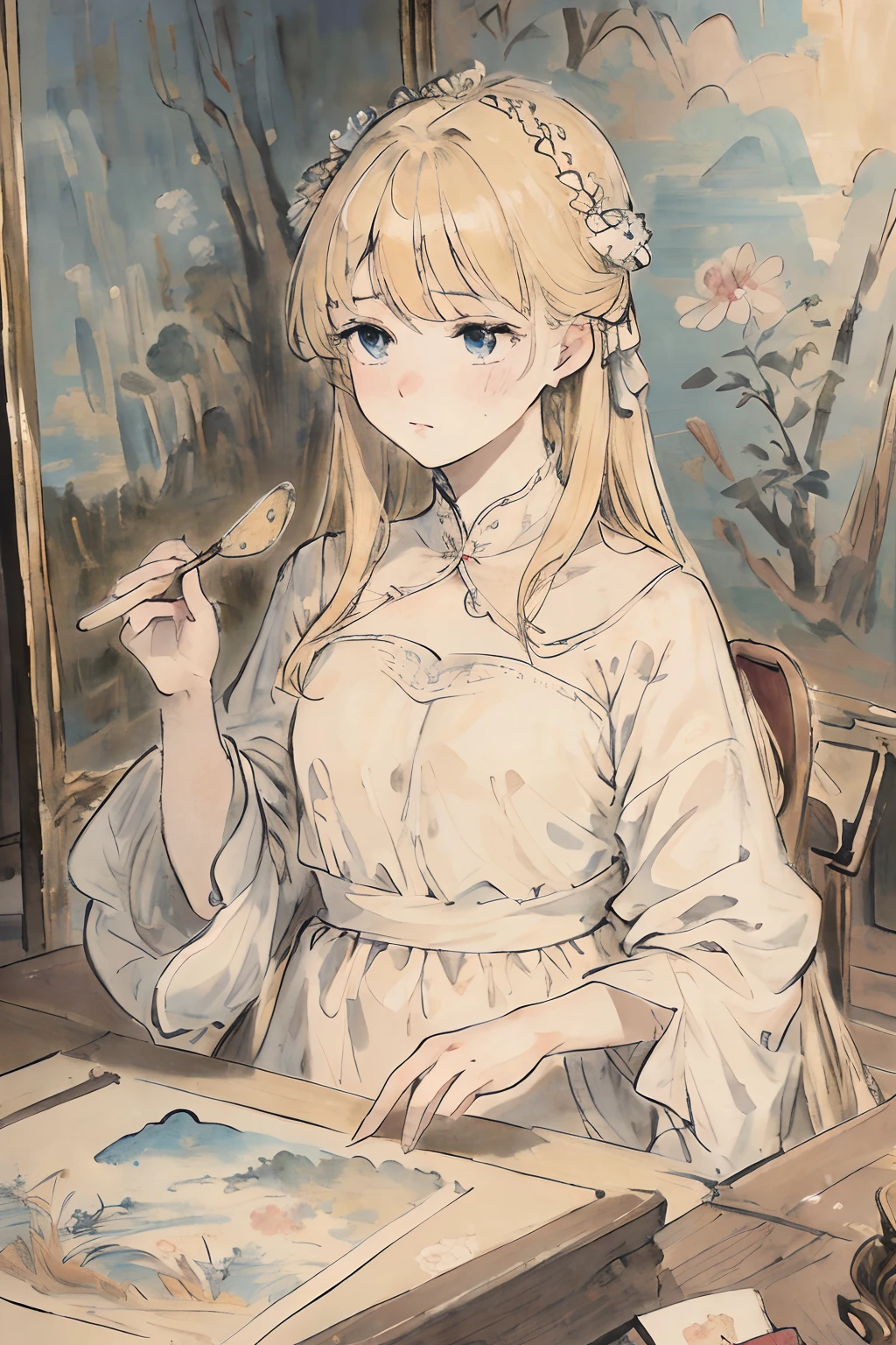 masterpiece, best quality, an extremely delicate and beautiful girl,an extremely delicate and beautiful, world masterpiece theater, ultra-detailed, highly detailed, best quality, blonde hair, highres, extremely detailed,1girl, best quality, illustration, looking at viewer, impasto, canvas, oil painting, realistic, realist ,real,