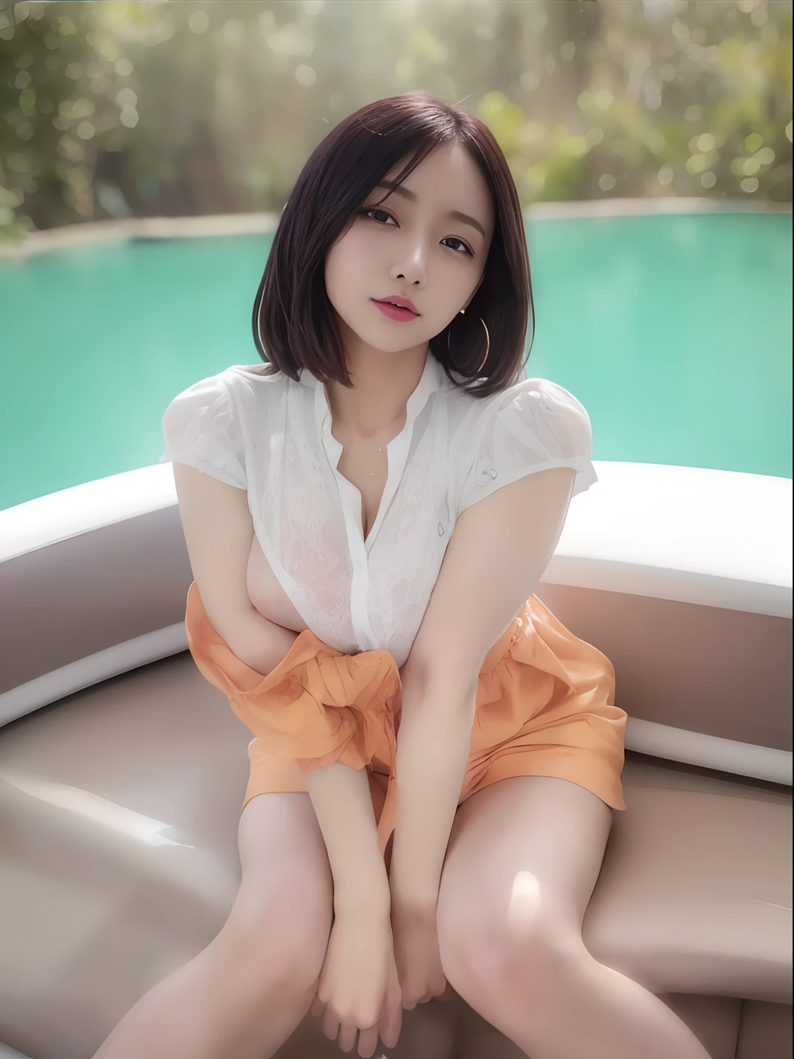 ((top-quality、8K、​masterpiece:1.3))、foco nítido:1.2、Beautiful woman with perfect body:1.4、Slim abdomen:1.2、((Layered Haircut、Colossal tits:1.2))、(no-bra) (Small and beautiful hard nipple) (Thin, damp buttons up to shirt length:1.1)、(White shirt wet by rain)、(Sateen、a street:1.2)、Wet body:1.1、Highly detailed facial and skin texture、 A detailed eye、二重まぶた、skin tanned、sexy for、sunburned、Dark skin、sun burned body、exposed shoulder、cleavage of the breast、top-quality、超A high resolution、(Photorealsitic:1.4)、女の子1人、(huge-breasted:1.2)、looking at viewert、full body Esbian,Dog Pose,Boob emphasis,Yawning Woman, (crying how bright: 1.3)Sheer、Transparent、White ultra fine micro bikini, Extremely small fabric area, Transverse chest, Underbust, shorth hair, A dark-haired, Light shines only on the chest, ((爆乳)), (Paranoid breasts)),((areolae slip))