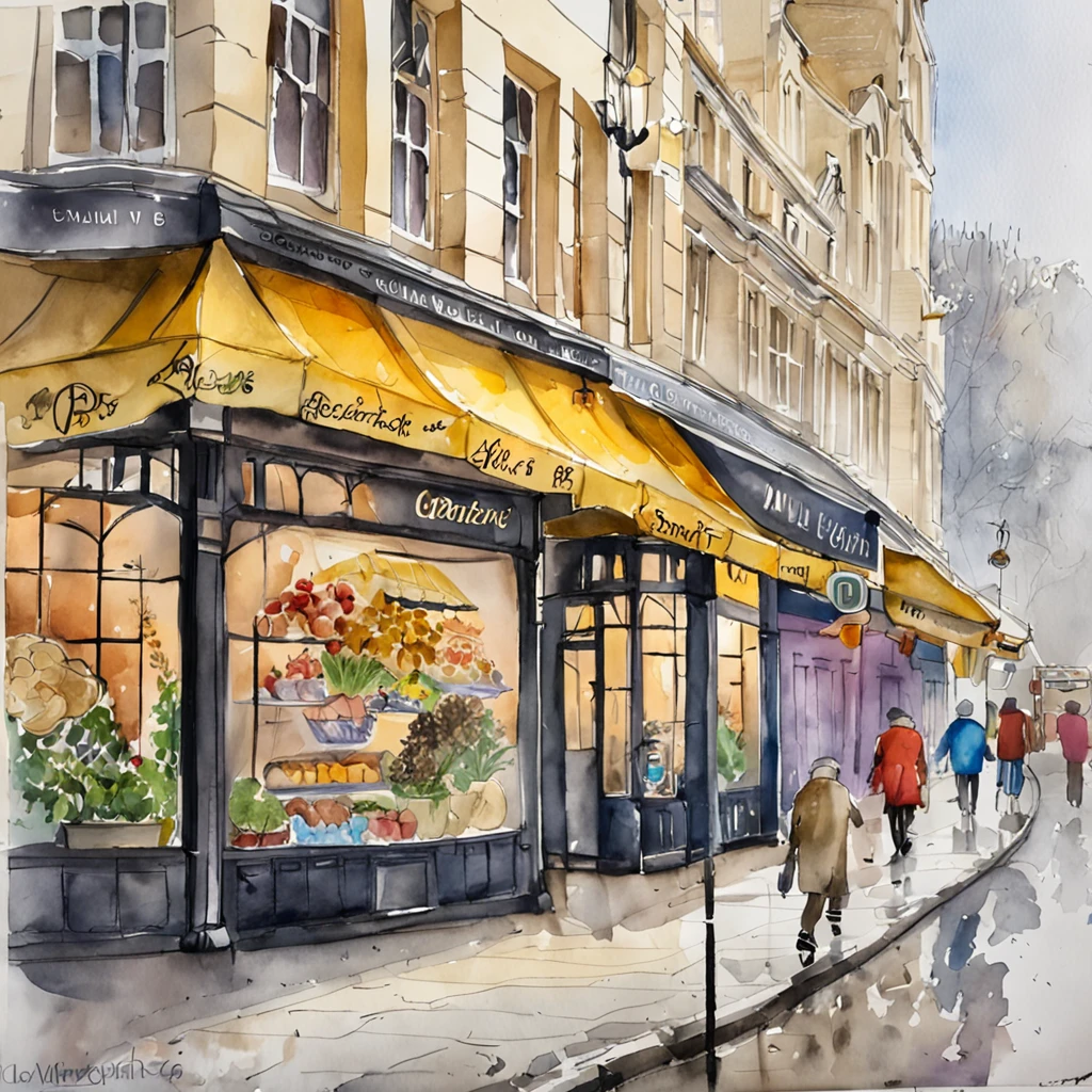 Inflatable shops in central London, Cinematic lighting in early morning mist, Photos taken with the Canon Eos R5 8k 45mp telephoto lens, ultra - detailed, HD,