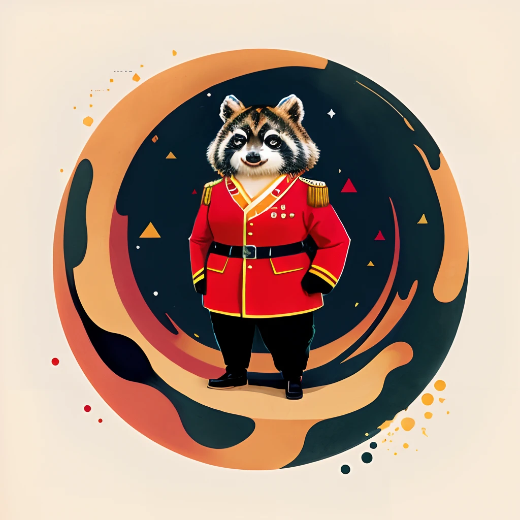 Tanuki in Japan military uniform(((animesque,abstracted,Fantasia)))