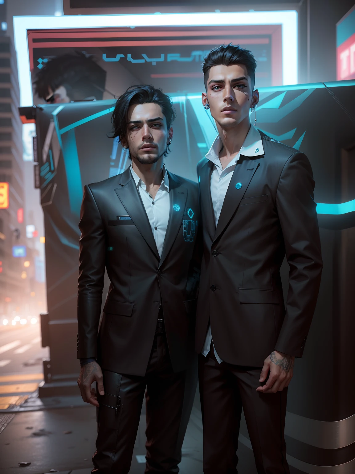 Change background cyberpunk handsome boys realistic face