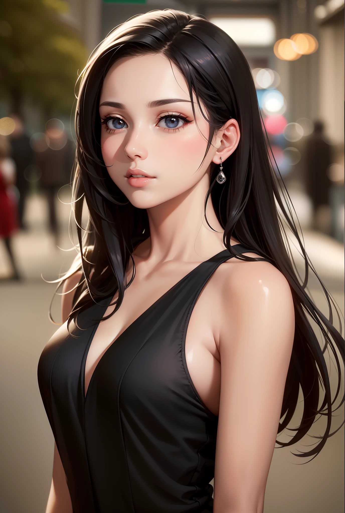Attractive profile picture, masterpiece, ultra-precise rendering, beautiful and cool young woman, trustworthy, dependable young woman, savior of the world, simple design, most beautiful image, 4K, black hair color, beautiful woman