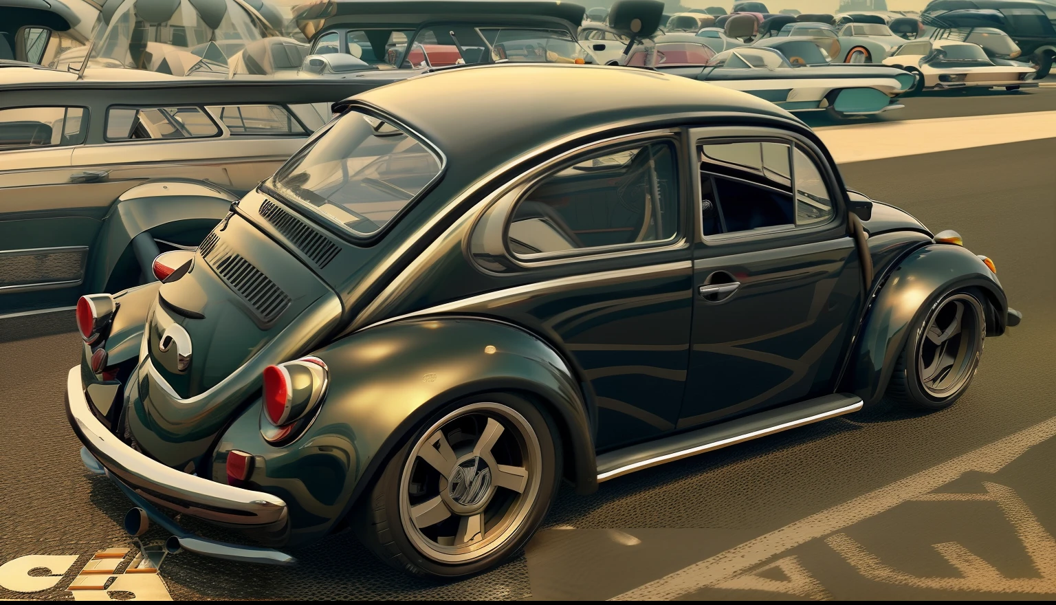 THERE'S A VOLKSWAGEN BEETLE ,(BLACK METALLIC PAINT,PRETA BRILHANTE , SPORT wheel variations, com pretasVOLKSWAGEN ESTACIONAMENTO, Carrinha, Bullies, Carrinha, Driving a VW van, FUSCA PRETA VW em uma rua, foto do perfil, esquema de cores Preto,PRETO BRILHANTE vibe vintage, 4 0 9 6, ben lo, 1959, Campista, hippie, Vindima - W 1 0 2 4, visual vintage