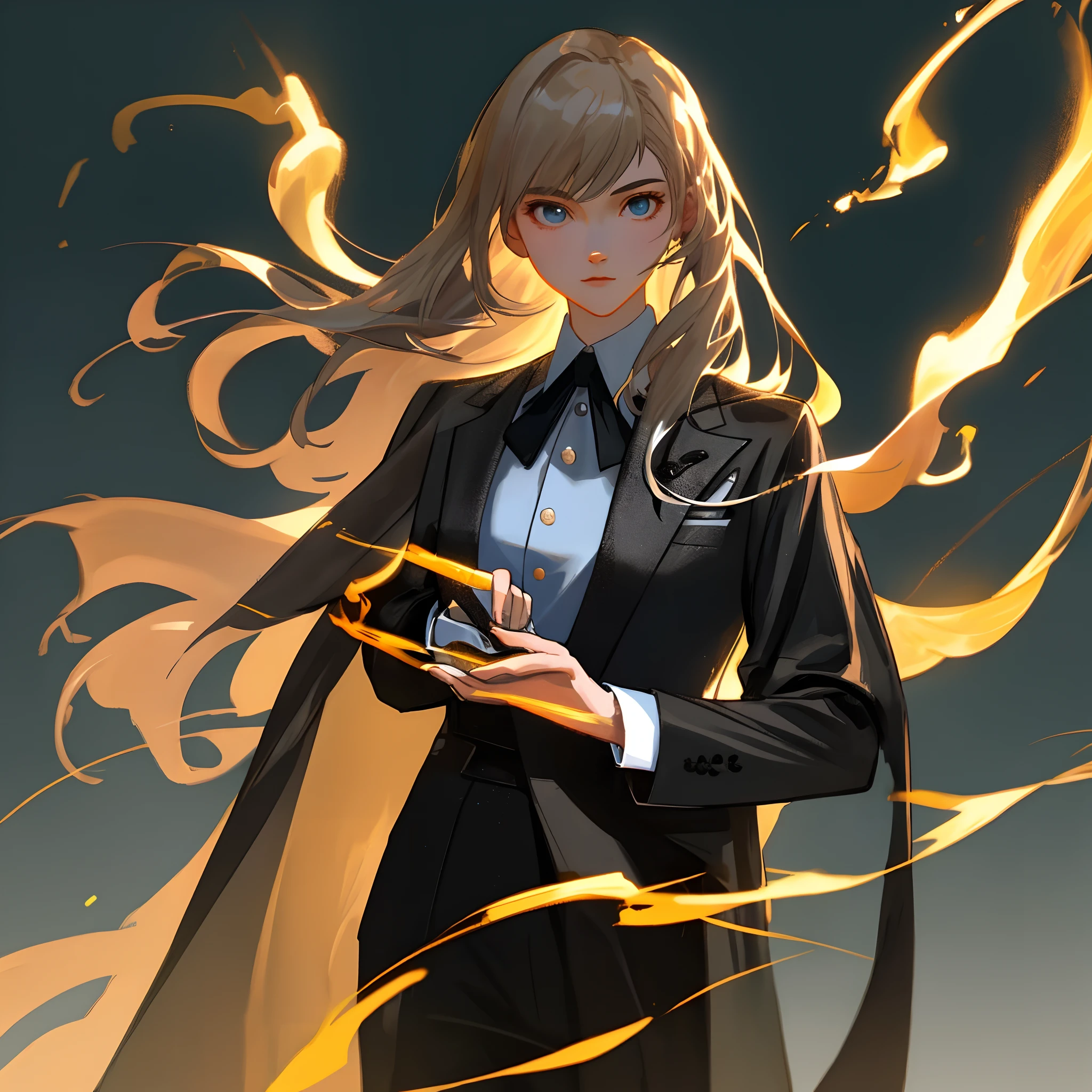 Black straight long，Good facial features，Genki girl fantasy art，photographrealistic，动态照明，artstation，poster for，Volumetriclighting，Very detailed faces，4 k，Award-Awarded，，1girl，in the darkness nigth，deep shading，low tune，Cowboy photos,(formal outfit:1.4),long whitr hair,whaite hair,
