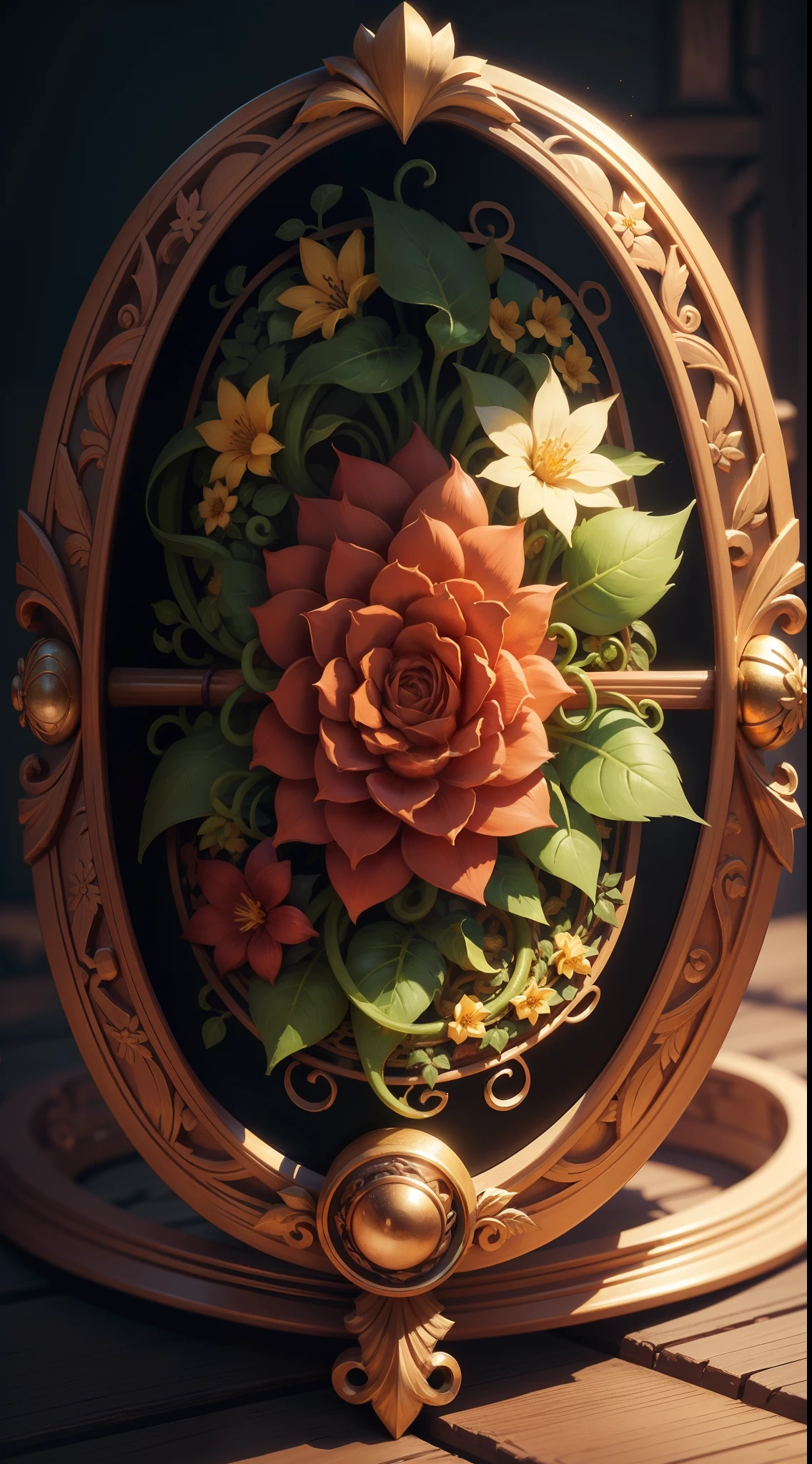 {Intricate magic ring made of vines} , cartoon, flower, game icon (masterpiece)