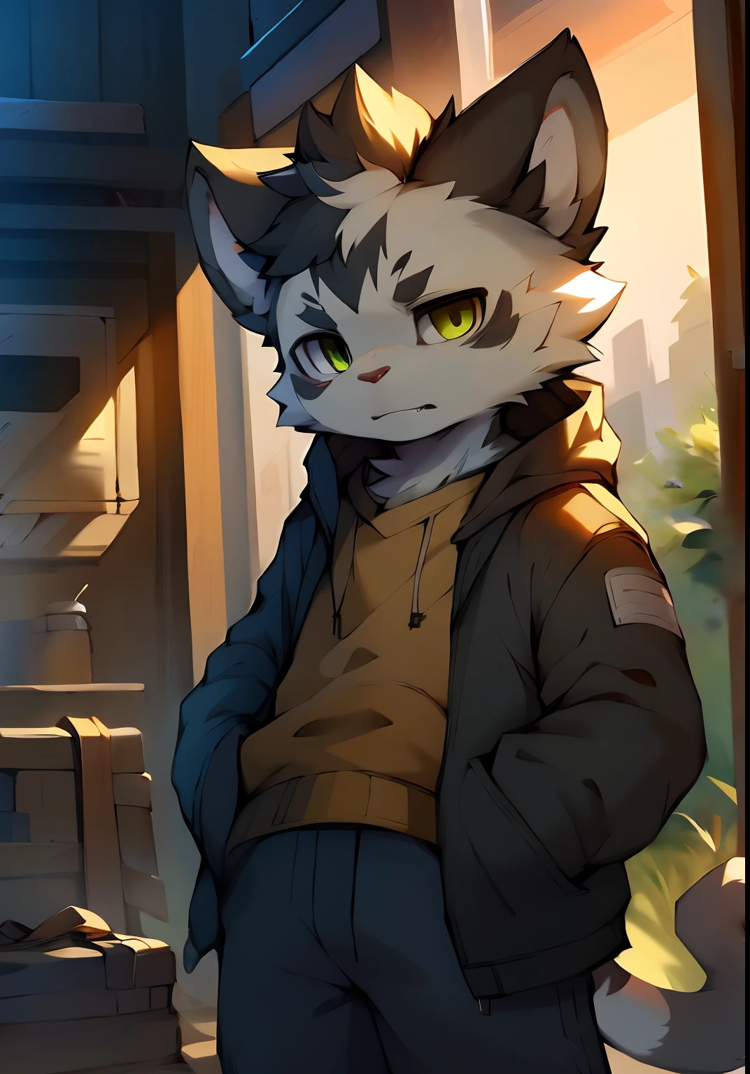 (catss,Gray hair and green pupils,Yellow and white coat color,adolable,vivaciousness,Libido boy,underage,Wear a sweatshirt with a pink pattern,lively and lovely,shorter pants, Wind element,shaggy),Digital artwork with cinematic lighting.A boy,Single-cut anthropology,Furry,feral,(Digital media \(artwork of a\):1.2),(hi,It's nothing,absurd res:1.2),Perfect anatomy,Anatomically correct,Detailed,Detailed face,Detailed eyes,(Realistic fur,Detailed fur:1.25),Detailed background,amazing background. Break (author:Puinki \(artist\):1.2),(author:Unreal Land,author:Sumi Kuroi,author:Milk Tiger 1145,author:Morkey,author:Emolga 1,Through oocysts:1.2),(author:Xia Huaiting:0.8),(by Pino Daeni:0.8),(author:Sios Shiru:0.8),(by Chunie:0.8).