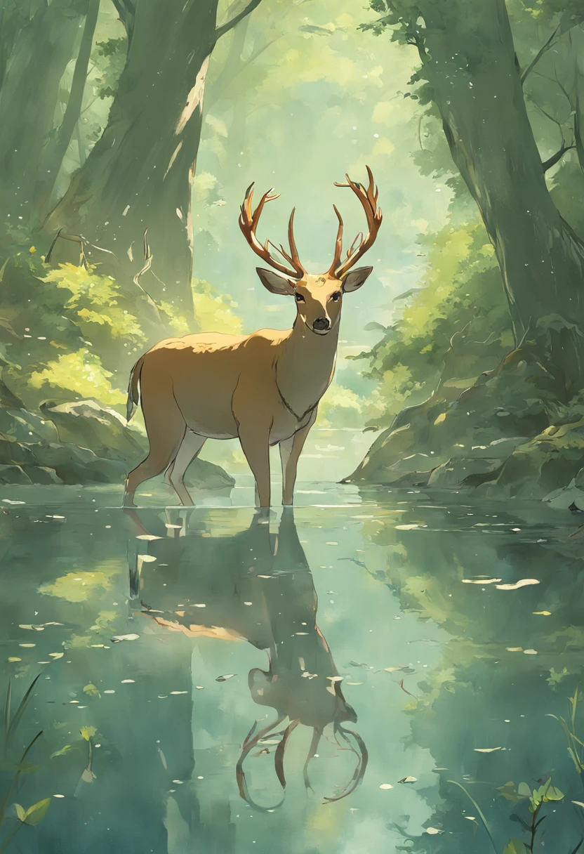 O cervo, majestoso em sua postura, It lies by the serene bank of the creek. Seu pelame, um mosaico de tons terrosos e dourados, glows softly under the filtered light of the surrounding trees. Os chifres imponentes, emaranhados em curvas graciosas, crown his head with an aura of nobility. Seus olhos atentos observam o entorno, transmitindo um senso de alerta e tranquilidade simultaneamente.
Com movimentos medidos, The deer lowers its elegant neck, allowing the snout to touch the surface of the crystal clear water. The reflection of his figure reflects perfectly in the calm waters of the creek, Creating a symmetrical image of natural serenity. Each sip is taken with a reverence for the surrounding nature, enquanto suas orelhas, as sensitive antennas, se movem para captar qualquer sussurro do ambiente.
The scenery is complete with the soft melody of the birds in the treetops, A sound background for this moment of connection with the very essence of the deer. Cada detalhe da cena, from the unique patterns of its coat to the graceful way it bends over water, evidences the intrinsic harmony between the deer and its habitat, um instante fugaz de beleza natural capturado na eternidade do ecossistema.