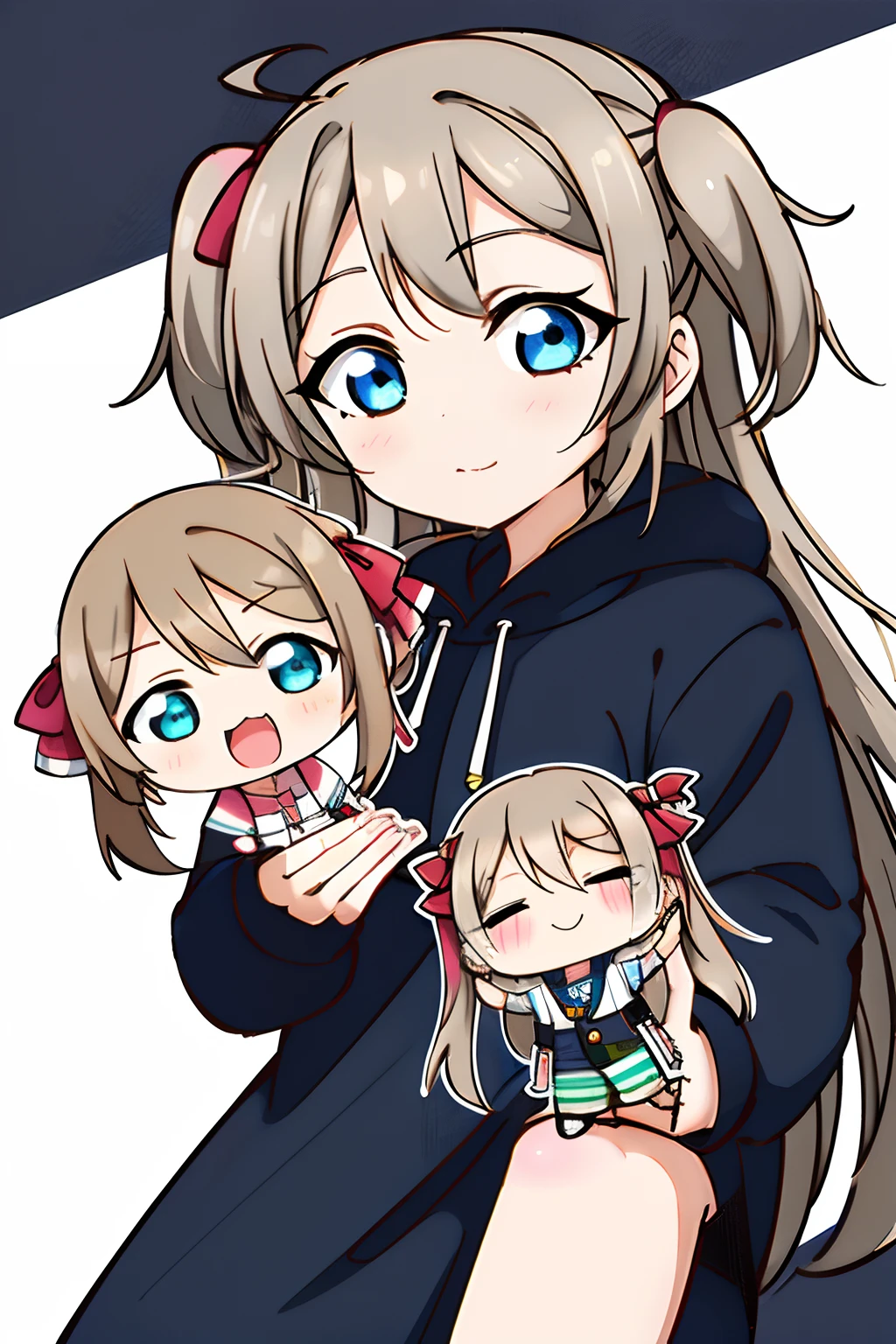 anime girl with a green leaf in her hair, chibi style, anime moe artstyle, in an anime style, chibi, chibi anime girl, chibi girl, anime chibi, advanced digital chibi art, cute anime style, an anime girl, cel - shaded art style, anime stylized, in anime style, in a hoodie, anime styled, mihoyo art style