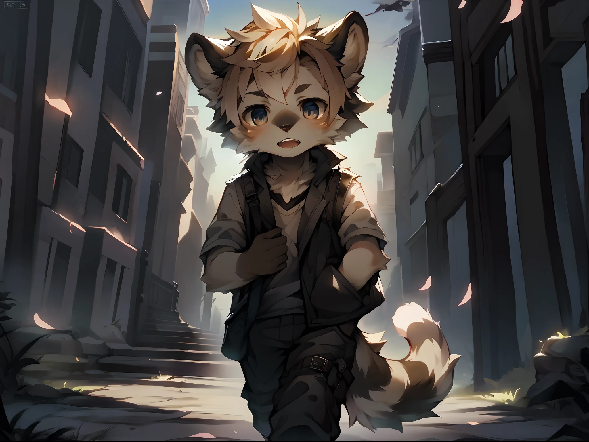 Top quality, Best quality, High-quality illustrations, Masterpiece, Super high resolution, Detailed background, Cherry blossom petals flutter,, Child carrying a school bag, Libido boy,Shota,solo person, absurderes(Highly detailed beautiful face and eyes)Perfect anatomy, expression, (Good lighting, cinematic shadow)(komono, furry anthro) Dynamic Angle,Walk,Full body photo,Boy,Shota,Digital artwork with cinematic lighting.A boy,Single break anthropology,Furry,feral,(Digital media \(artwork of a\):1.2),(hi,It's nothing,absurd res:1.2),Perfect anatomy,Anatomically correct,Detailed,Detailed face,Detailed eyes,(Realistic fur,Detailed fur:1.25),Detailed background,amazing background. Break (author:Puinki \(artist\):1.2),(author:Unreal Land,author:Sumi Kuroi,author:Milk Tiger 1145,author:Morkey,author:Emolga 1,Through oocysts:1.2),(author:Xia Huaiting:0.8),(by Pino Daeni:0.8),(author:Sios Shiru:0.8),(by Chunie:0.8).